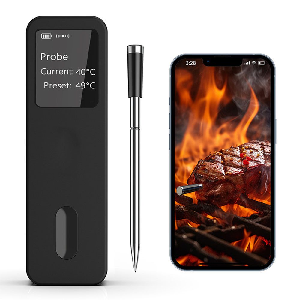 TUWENA Bratenthermometer Fleischthermometer mit intelligenter Basisstation, kabelloser Sonde, 1-tlg.