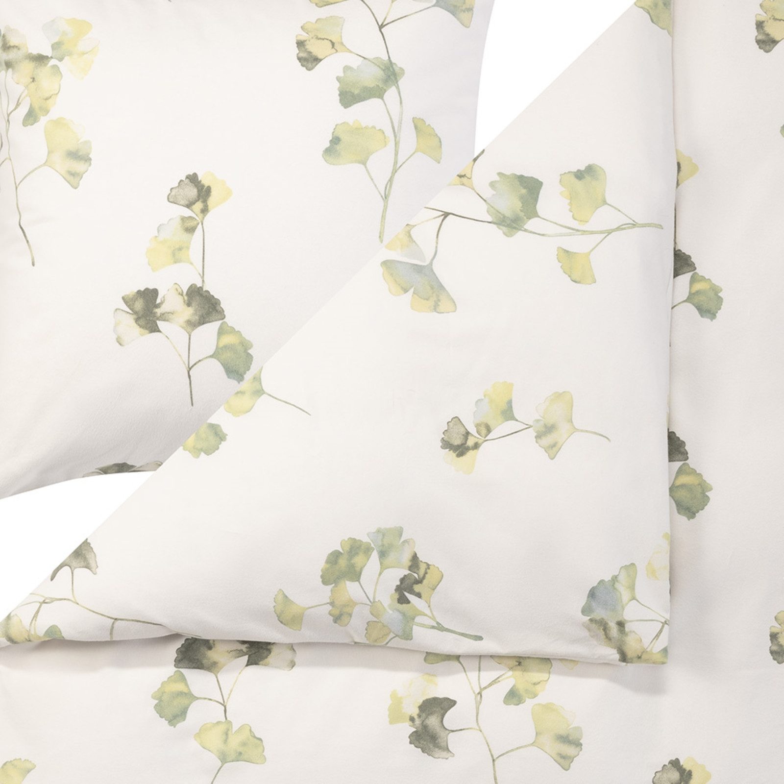 Estella Bettwäsche Estella Samt + Seide Flanell Bettwäsche 135x200 Velturno grün Gingko, Flanell, 2 teilig, für kalte Wintermonate