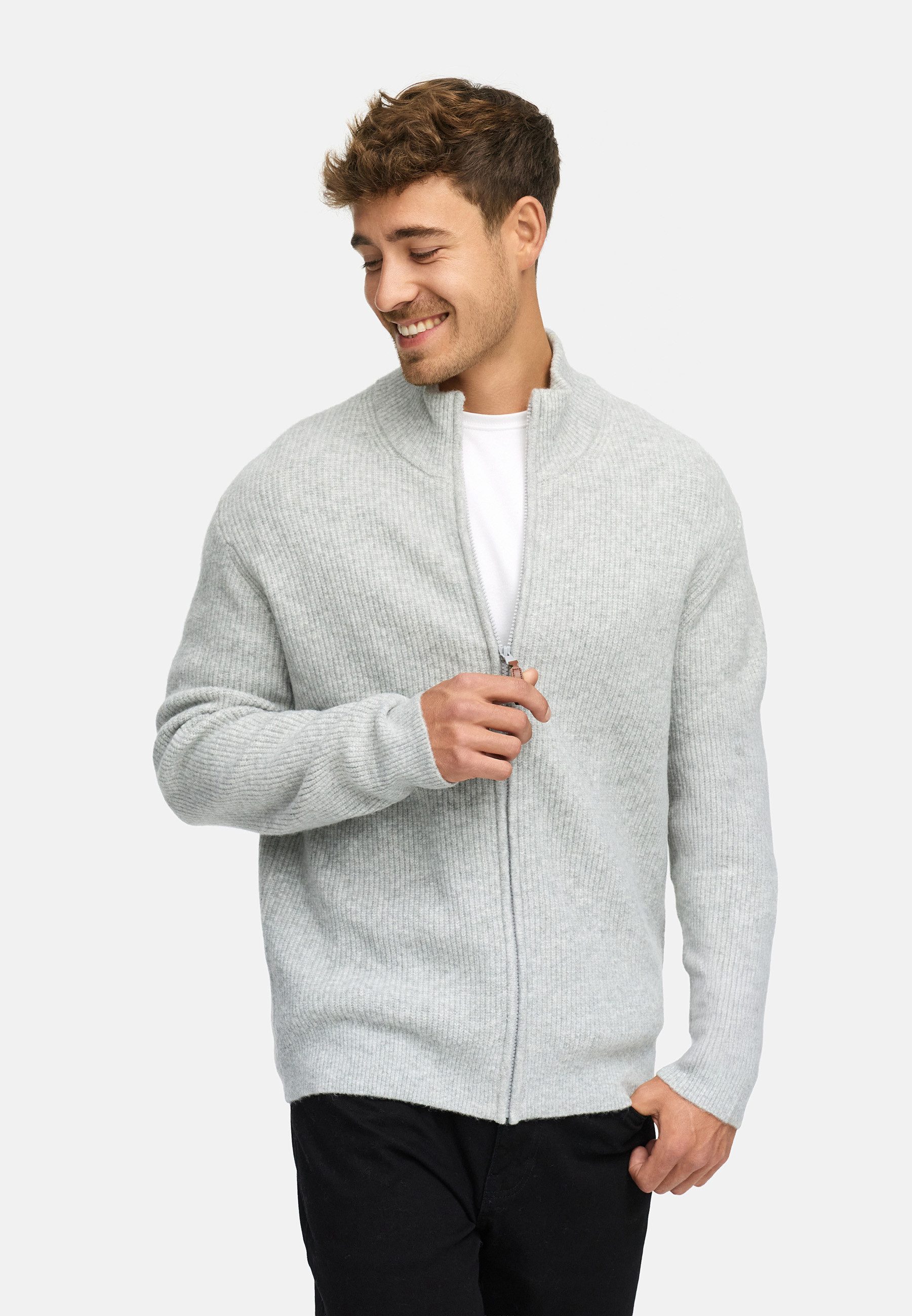 INDICODE Strickjacke Herren INPeace Cardigan Herrenstrickjacke mit V-Ausschnitt und Knopfleiste