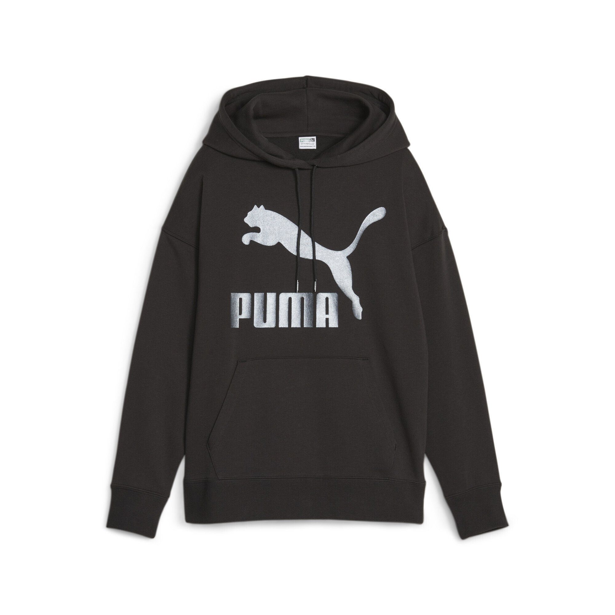 PUMA Sweatshirt Classics Damen Logo Black Hoodie Shimmer