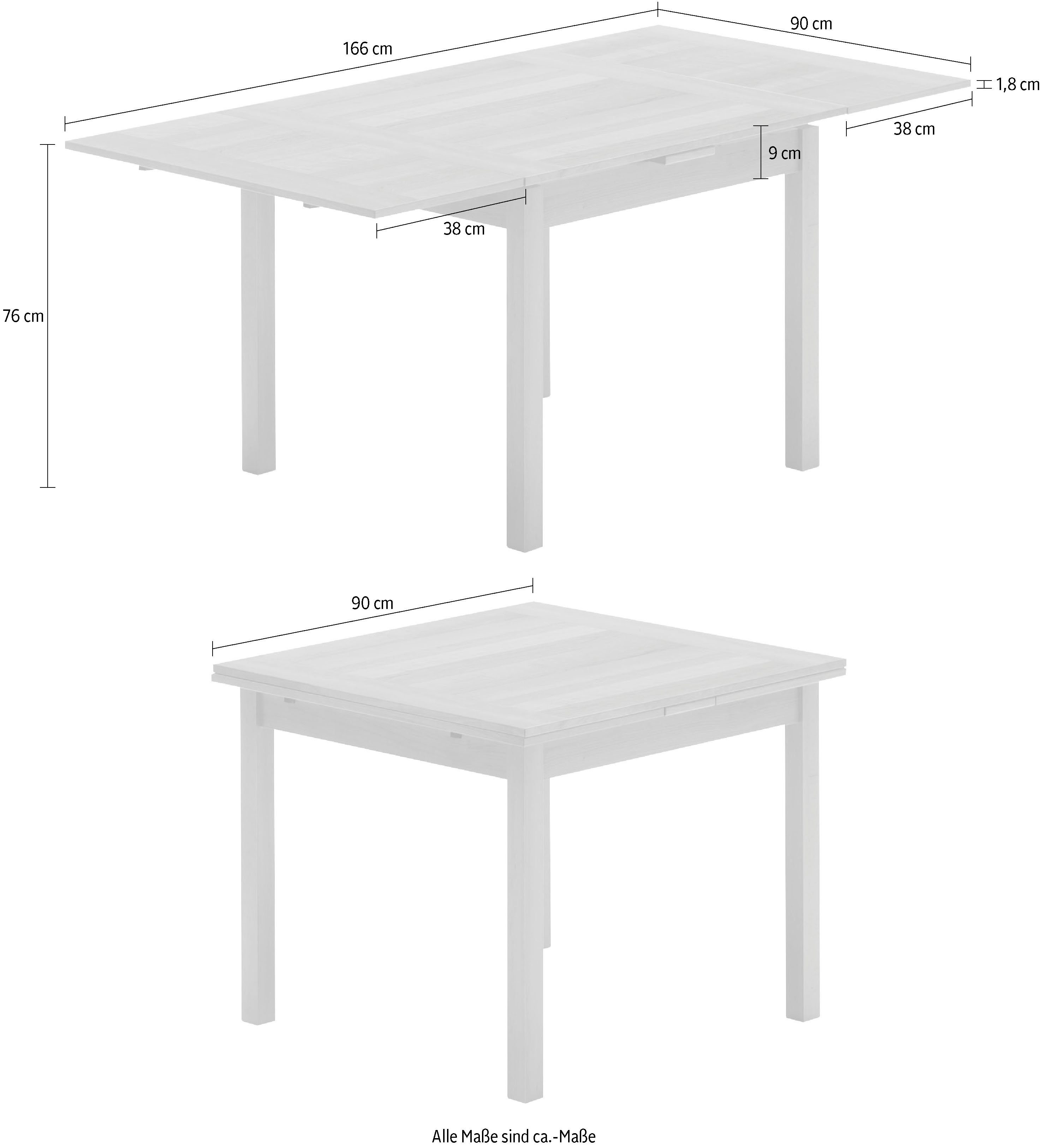 Dinex, zwei Hammel Furniture Kirsche Esstisch Basic Hammel Breiten, by aus mit Auszugsfunktion Furnier/Massivholz, in