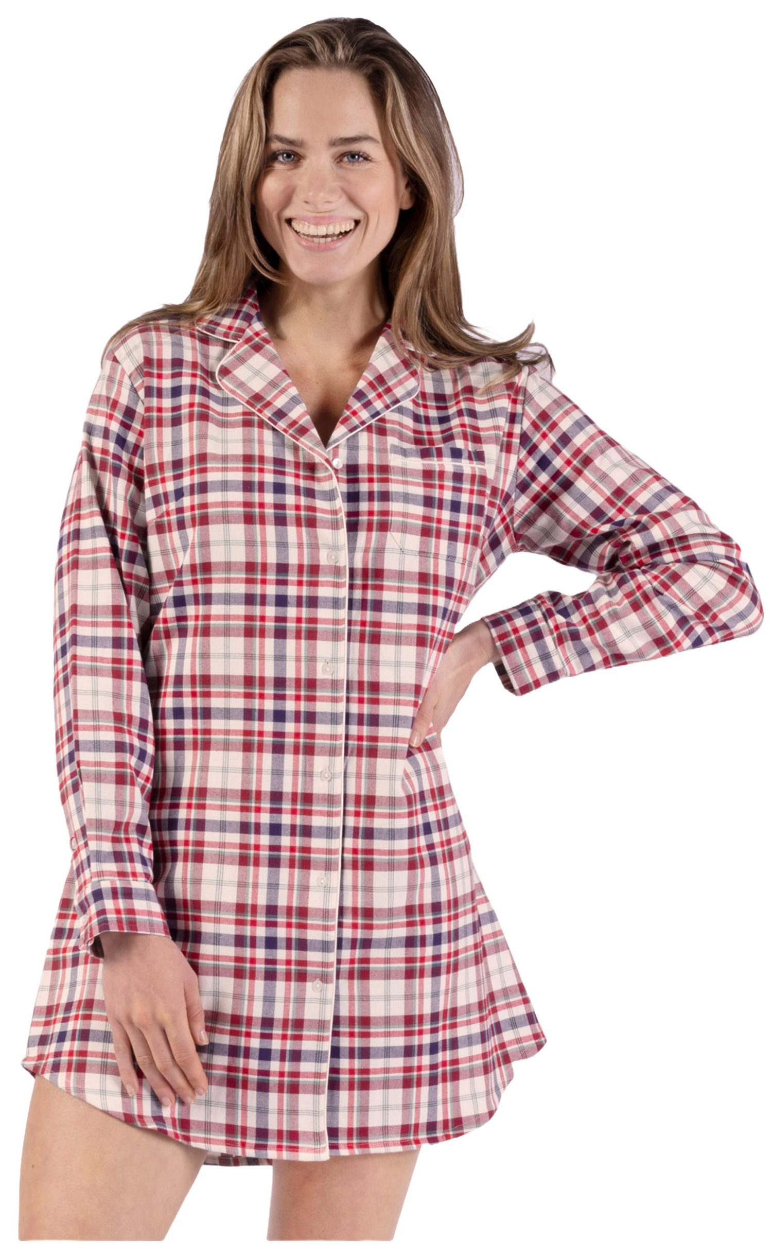 Nina Von C. Nachthemd Damen Flanell Schlafshirt geknöpft (1-tlg) Baumwolle günstig online kaufen