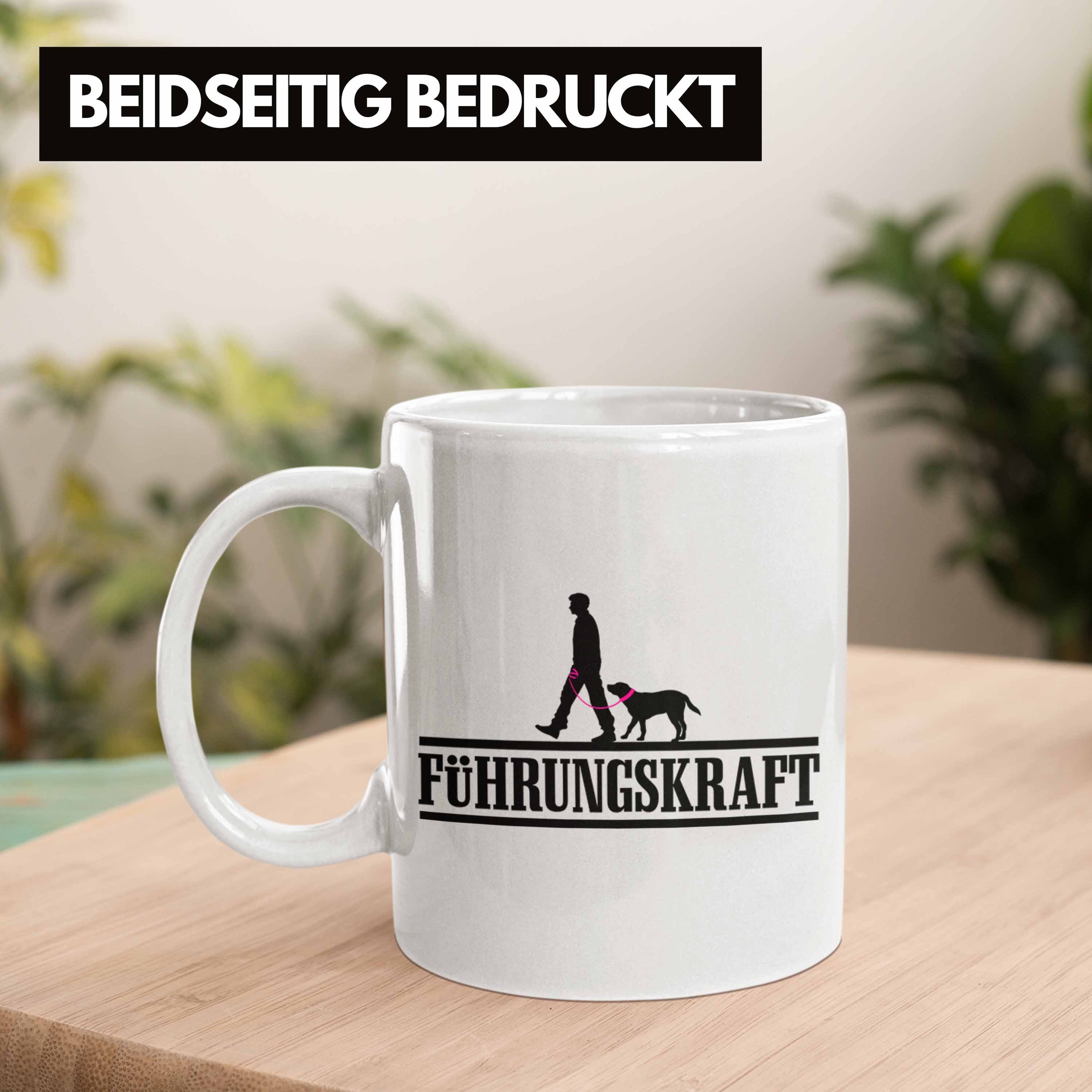 Weiss Tasse Gehen Hunde Tasse Hundebesitzerin Geschenk - Führungskraft Gassi Trendation Hundebesitzer Trendation Herrchen Tasse