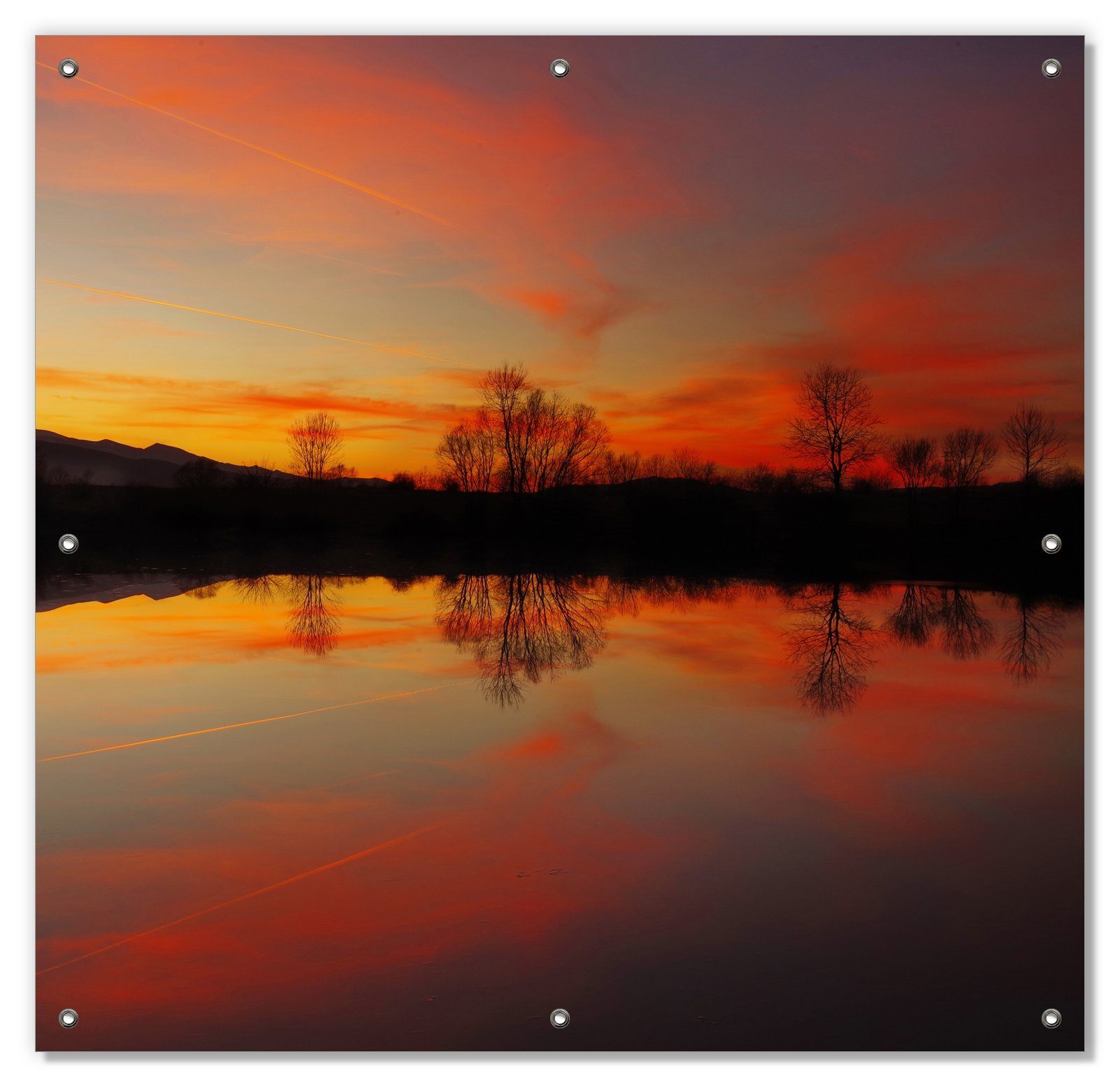Sonnenschutz Abendrot am Himmel über einem See, Wallario, blickdicht, mit Saugnäpfen, wiederablösbar und wiederverwendbar