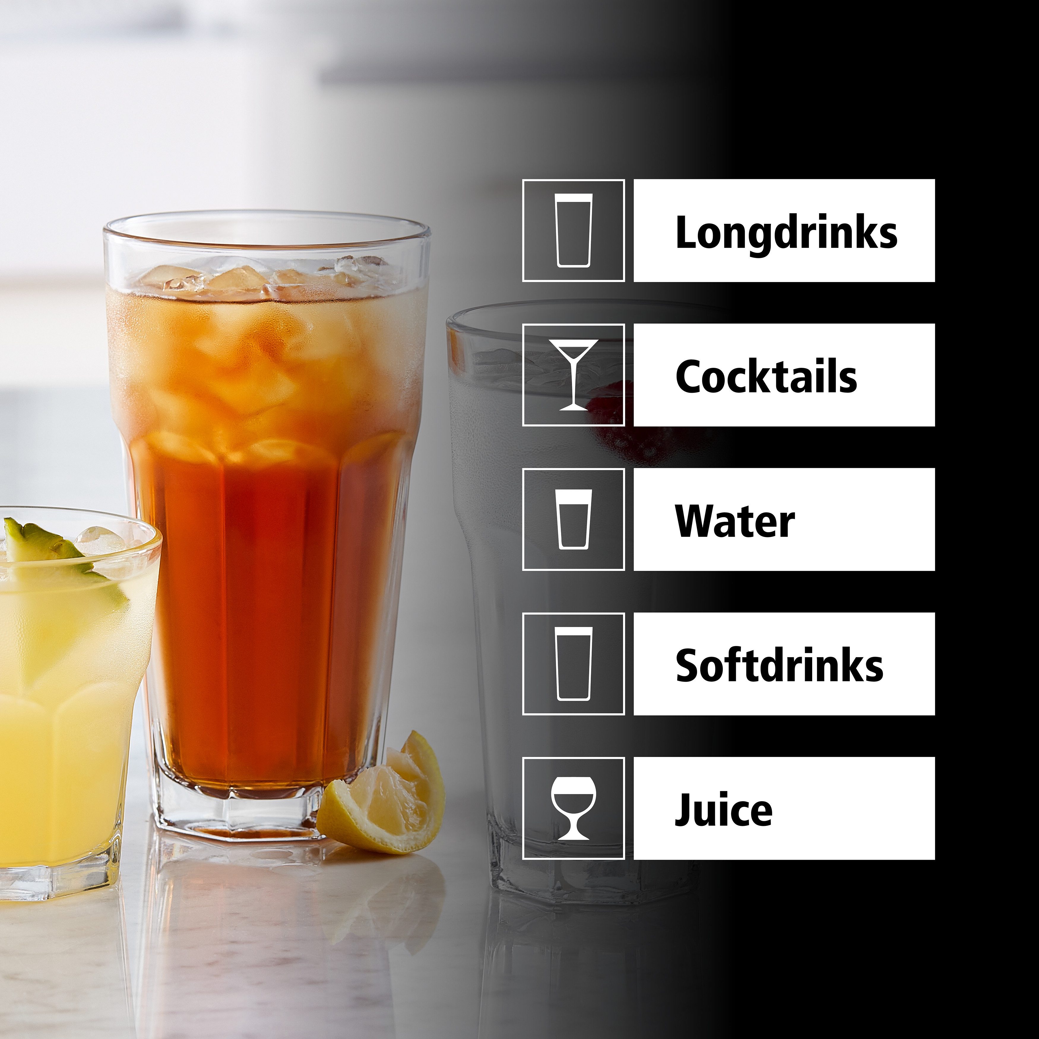 LIBBEY Gläser-Set Cooler Glas -GIBRALTAR- 473 ml, Ø: 8,5 cm, H: 16 cm, 12er Set, 12-tlg., Glas, hochwertig verarbeitet, im modernen Design