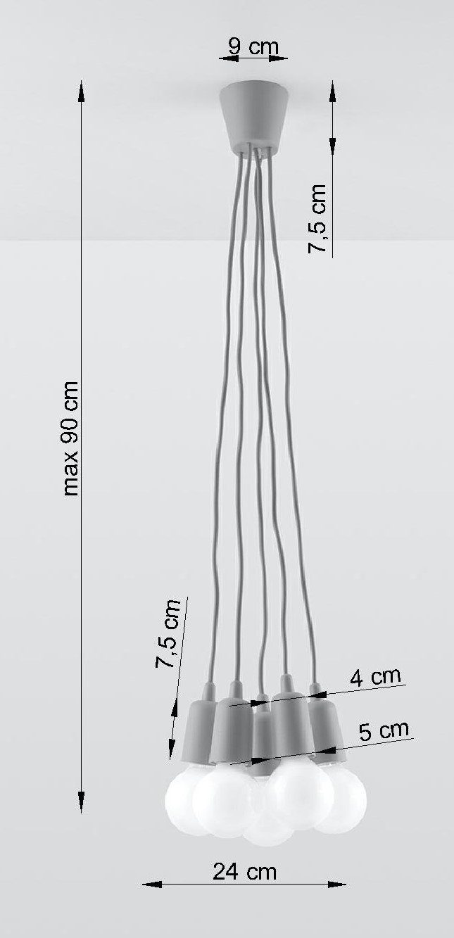 Grau Pendelleuchte Büro Jugendzimmer NESSA, Licht-Erlebnisse ohne 5-flmg bis 90cm Tiefe Leuchtmittel, Wohnzimmer Hängelampe