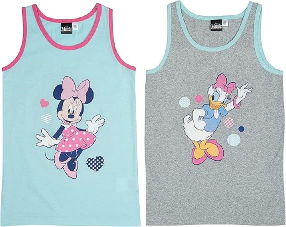 United Labels® Unterhemd Disney Mädchen Minnie & Daisy Kinder Hemdchen Blau/Grau (2er Pack)