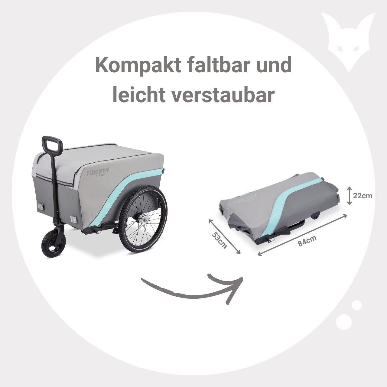FUXLIFE Fahrradkinderanhänger FX-LA120, 2in1 Nutzung, 120 L Volumen, 47,8 kg Zuladung – Bild 3 von 5