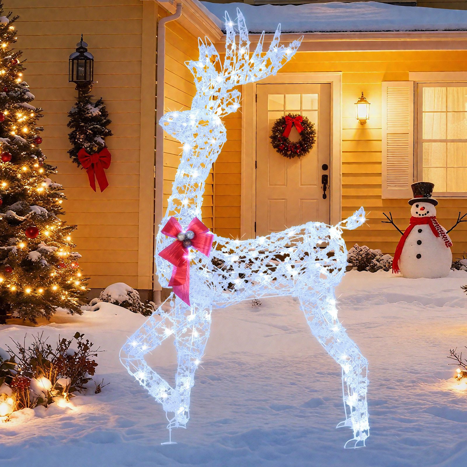 COSTWAY Weihnachtsfigur LED Rentier (1 St), 150 cm beleuchtete Weihnachtsdeko, groß