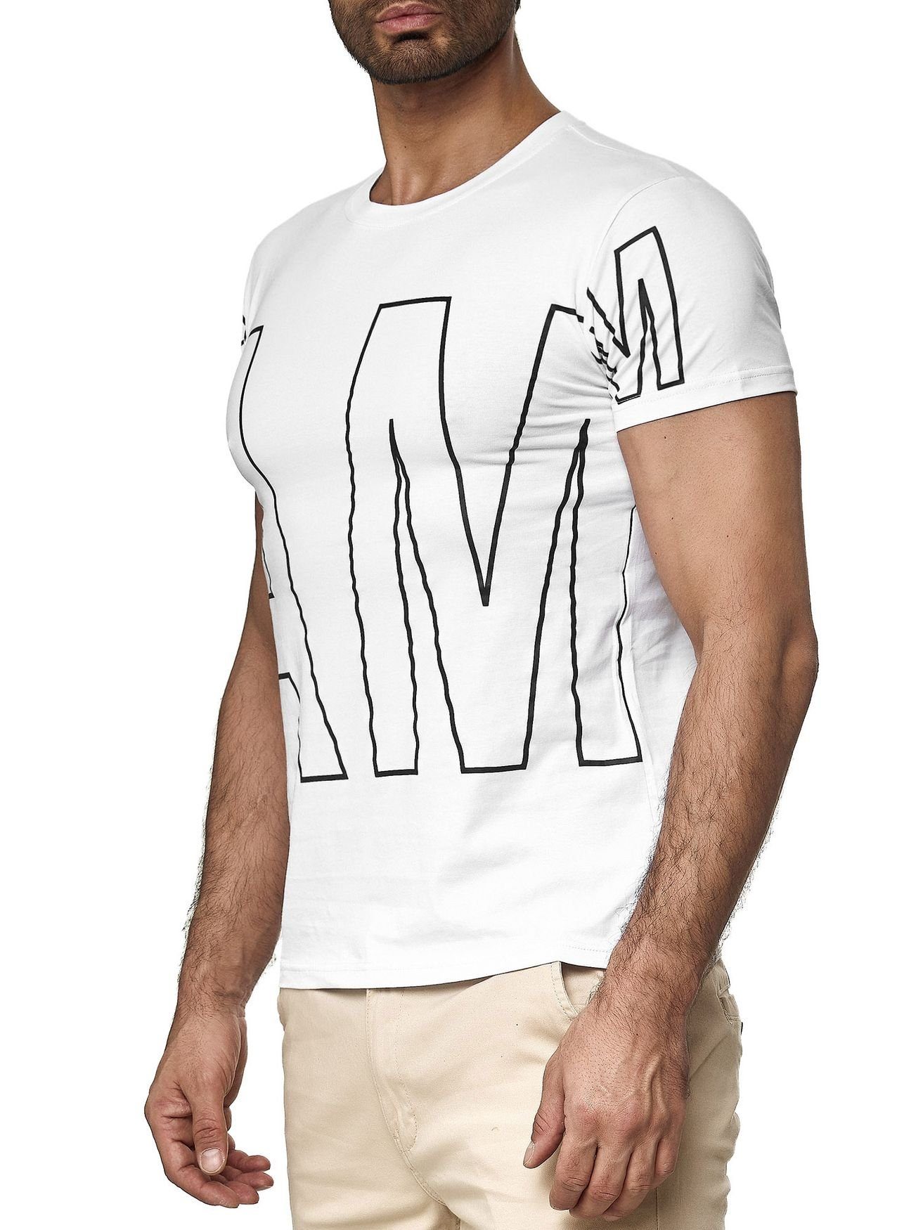Rundhals 3117 T-Shirt (1-tlg) Weiß Egomaxx T-Shirt Oberteil in