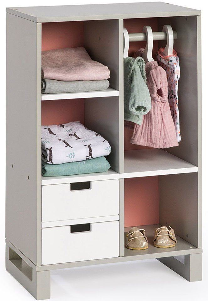 TOPINCN 3-Türiger Puppenhaus-Kleiderschrank - Sicheres Puppenmöbel Aus Kunststoff Für Kinder Ab 3 Jahren