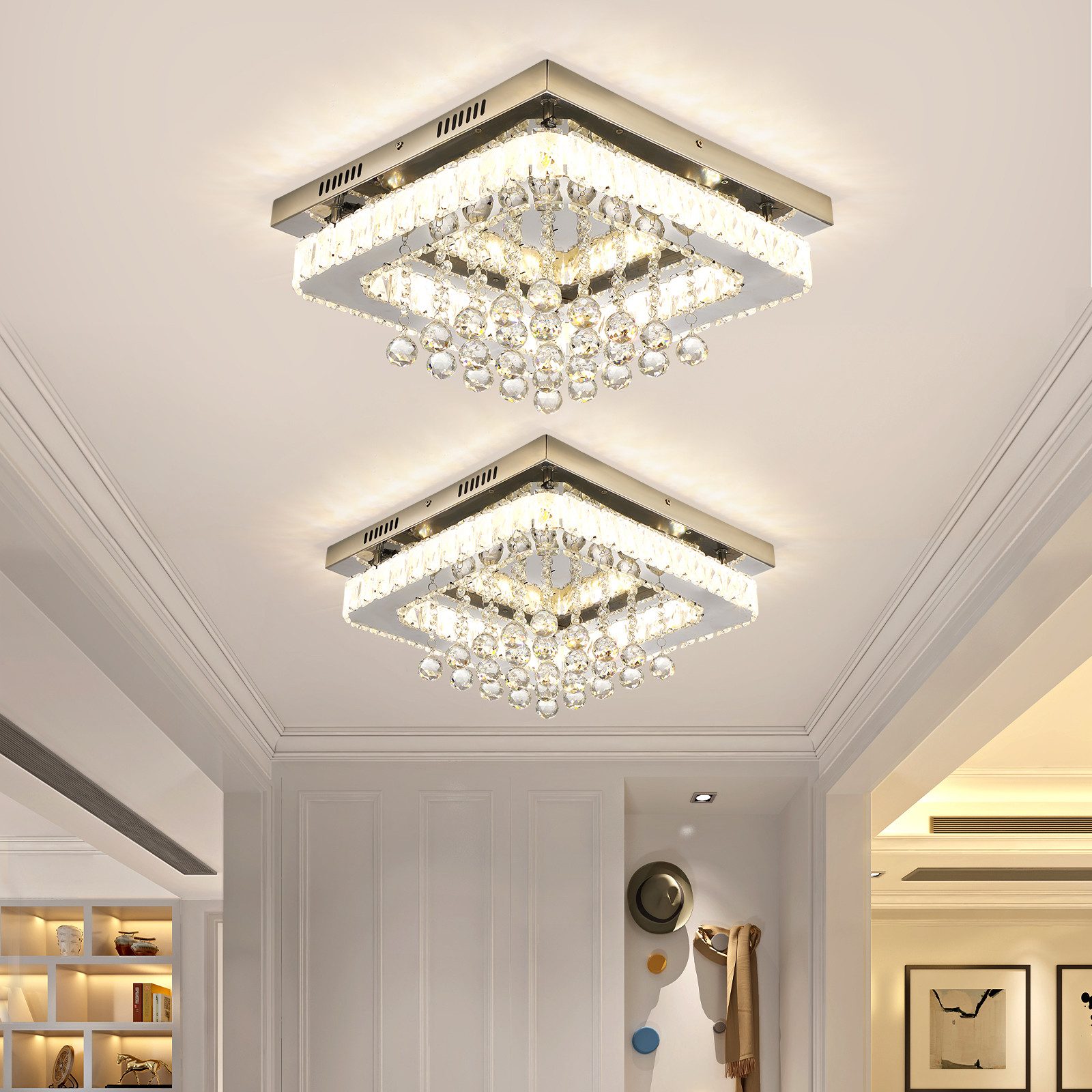 WILGOON Deckenleuchte 24W Quadratischer Kristall Deckenlampen, günstig online kaufen