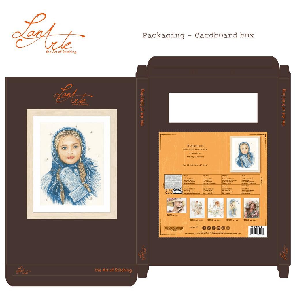 Lanarte Kreativset Lanarte PN-0169674 Zählmusterpackung Wintermädchen, Kreuzstichpackung, (Set, embroidery Kit), Made in Europe