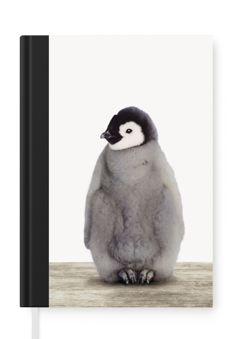 MuchoWow Notizbuch Kinder - Pinguin - Grau - Tiere - Mädchen - Jungen, Journal, Merkzettel, Tagebuch, Notizheft, A5, 98 Seiten, Haushaltsbuch