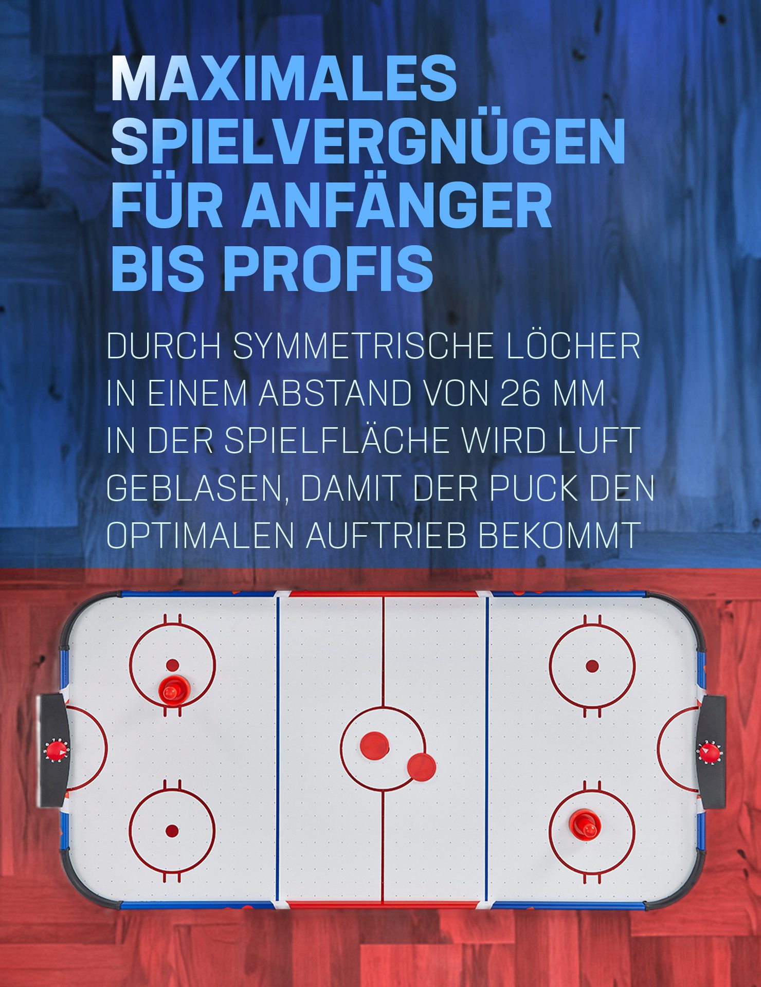 MUWO Air-Hockeytisch "Game On", 122L x 61B x 79H cm – Bild 3 von 5