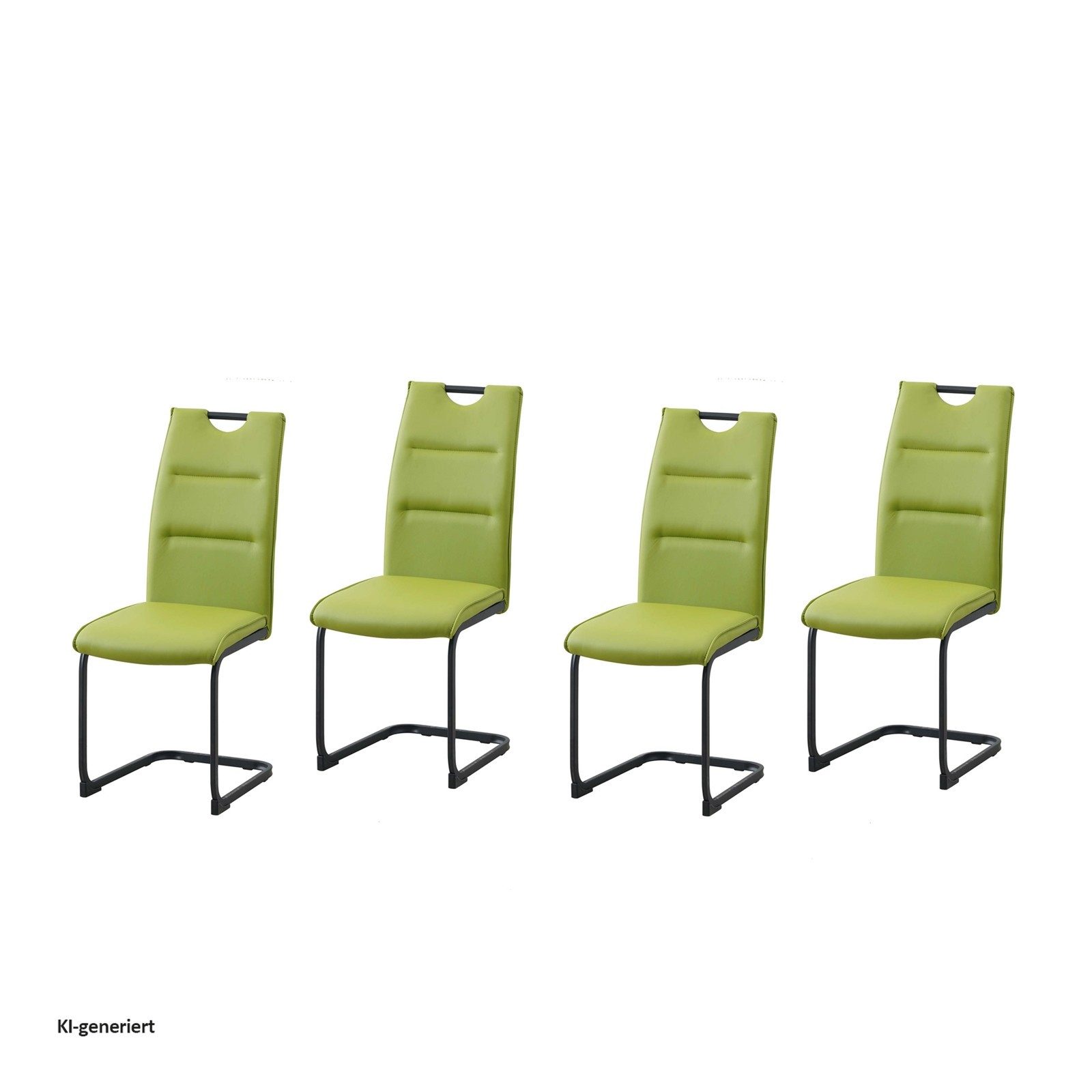HTI-Line Freischwinger Schwingstuhl 4er Set PU grün DannyP (Set, 4 St), Freischwinger Esszimmerstuhl Kunstleder