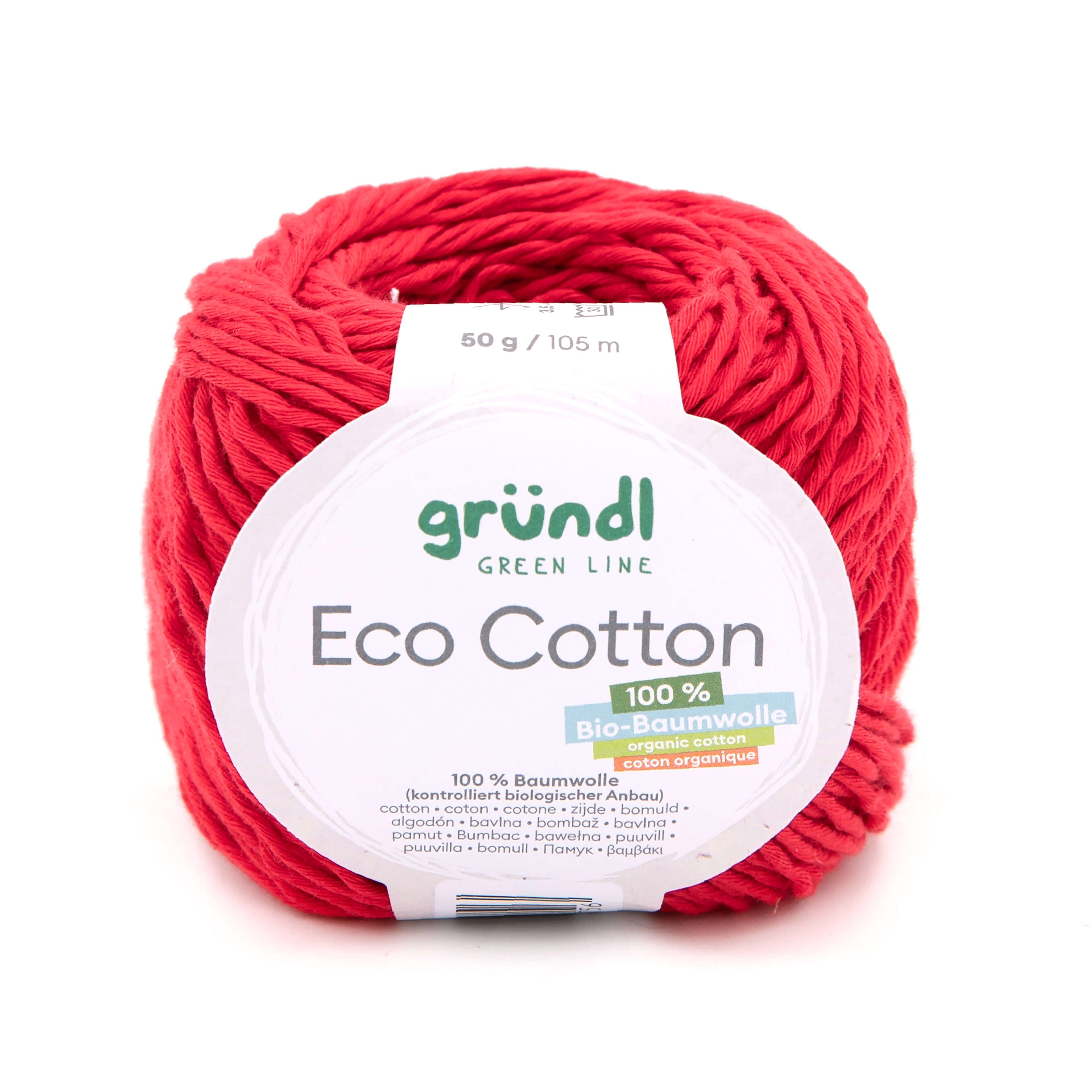 Gründl Wolle Eco Cotton Bio-Baumwolle kbA Baumwollgarn 50g Häkelwolle, 105,00 m (zum stricken und häkeln; mit Häkelanleitung zum download, Strickgarn, Handstrickgarn für Nadelstärke 3,5 - 4,5 mm), organic cotton