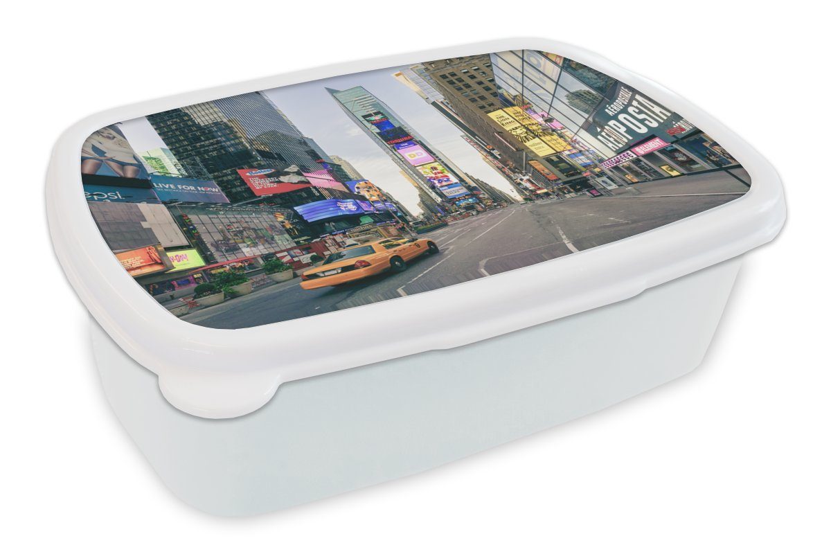MuchoWow Lunchbox und für New weiß Erwachsene, - (2-tlg), und Kunststoff, Gelb Manhattan, für Jungs Kinder York - Brotbox Mädchen Brotdose