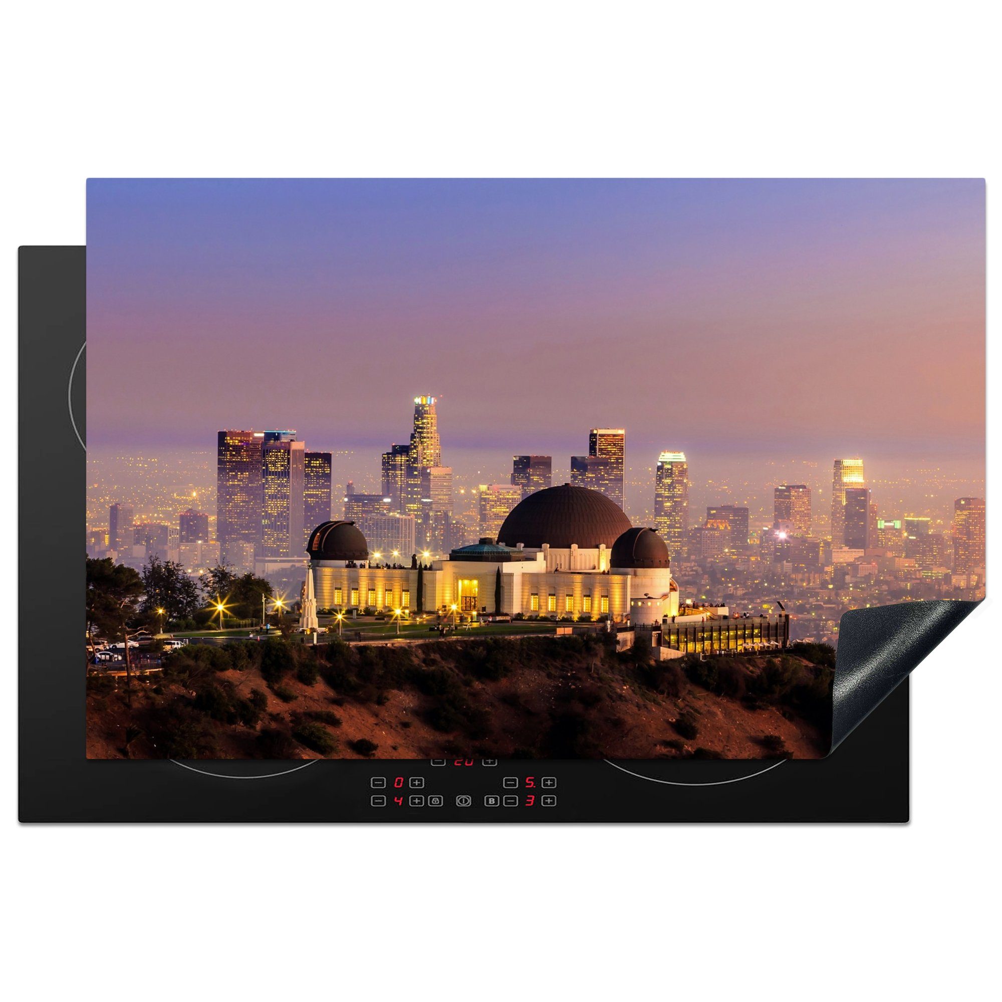 MuchoWow Herdblende-/Abdeckplatte Los Angeles - Skyline - Architektur, Vinyl, (1 tlg), 81x52 cm, Induktionskochfeld Schutz für die küche, Ceranfeldabdeckung | Herdabdeckplatten