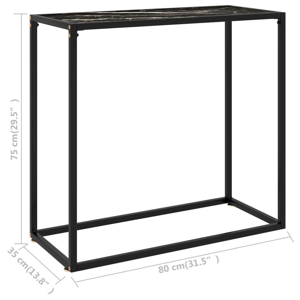 furnicato Beistelltisch Hartglas Schwarz 80x35x75 (1-St) Konsolentisch cm