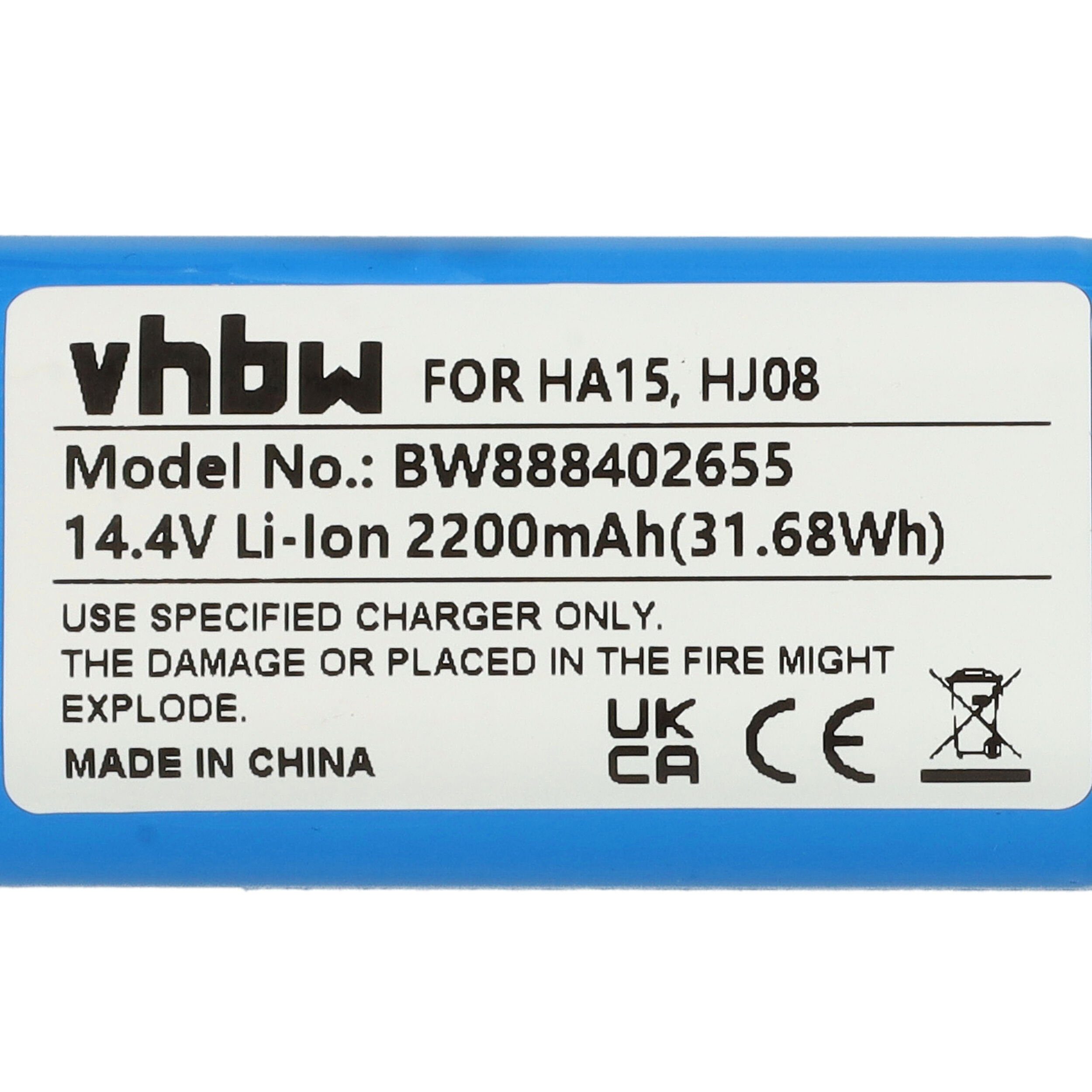 vhbw Ersatz für Medion HA15, mAh für 2200 V) (14,4 Li-Ion Staubsauger-Akku HJ08