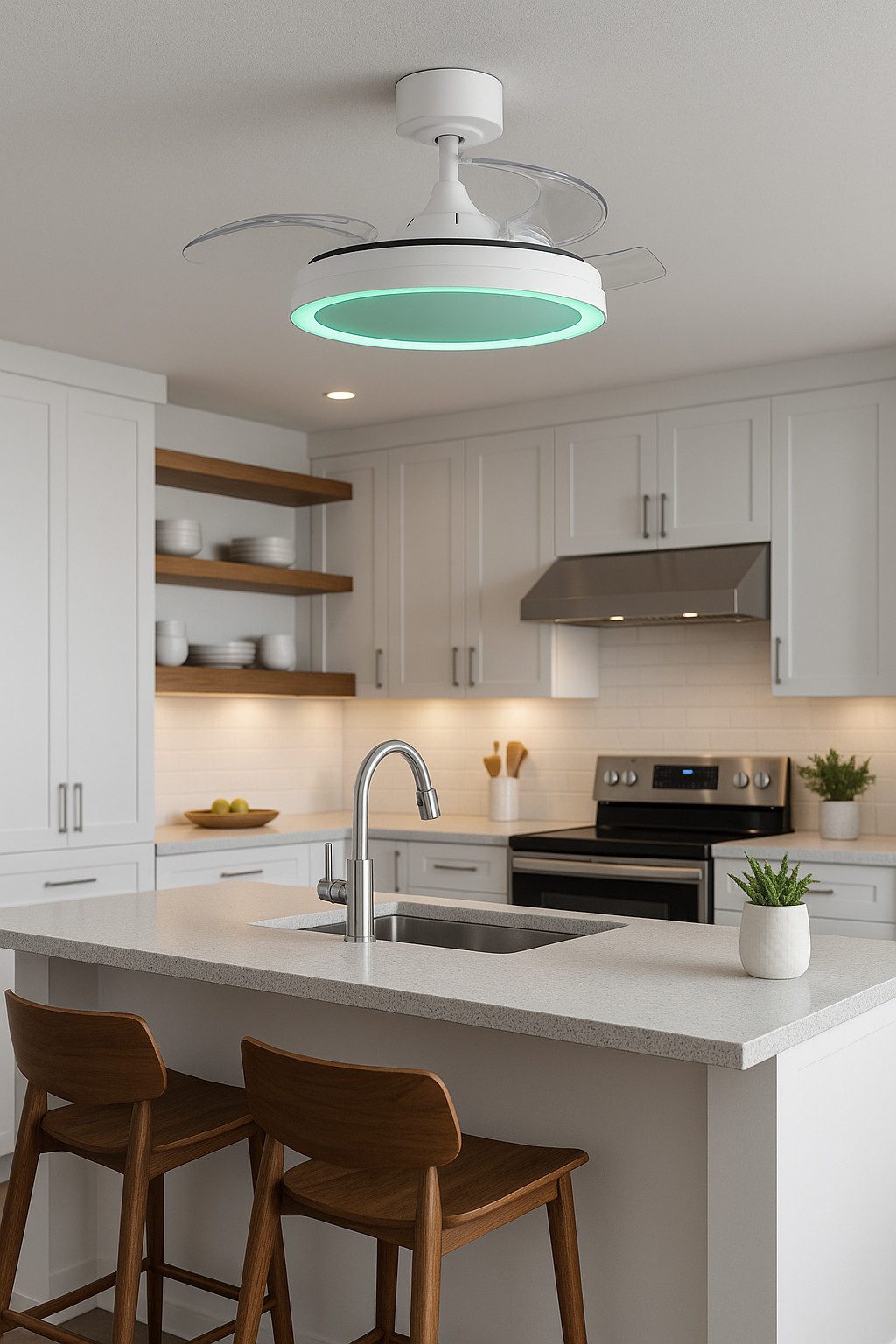 MeLiTec LED Deckenleuchte Deckenleuchte mit Ventilator, RGB Laufband, DV07, weiß, LED wechselbar, stufenlos einstellbar, Deckenventilator mit Beleuchtung, RGB, dimmbar, leise, Fernbedienung