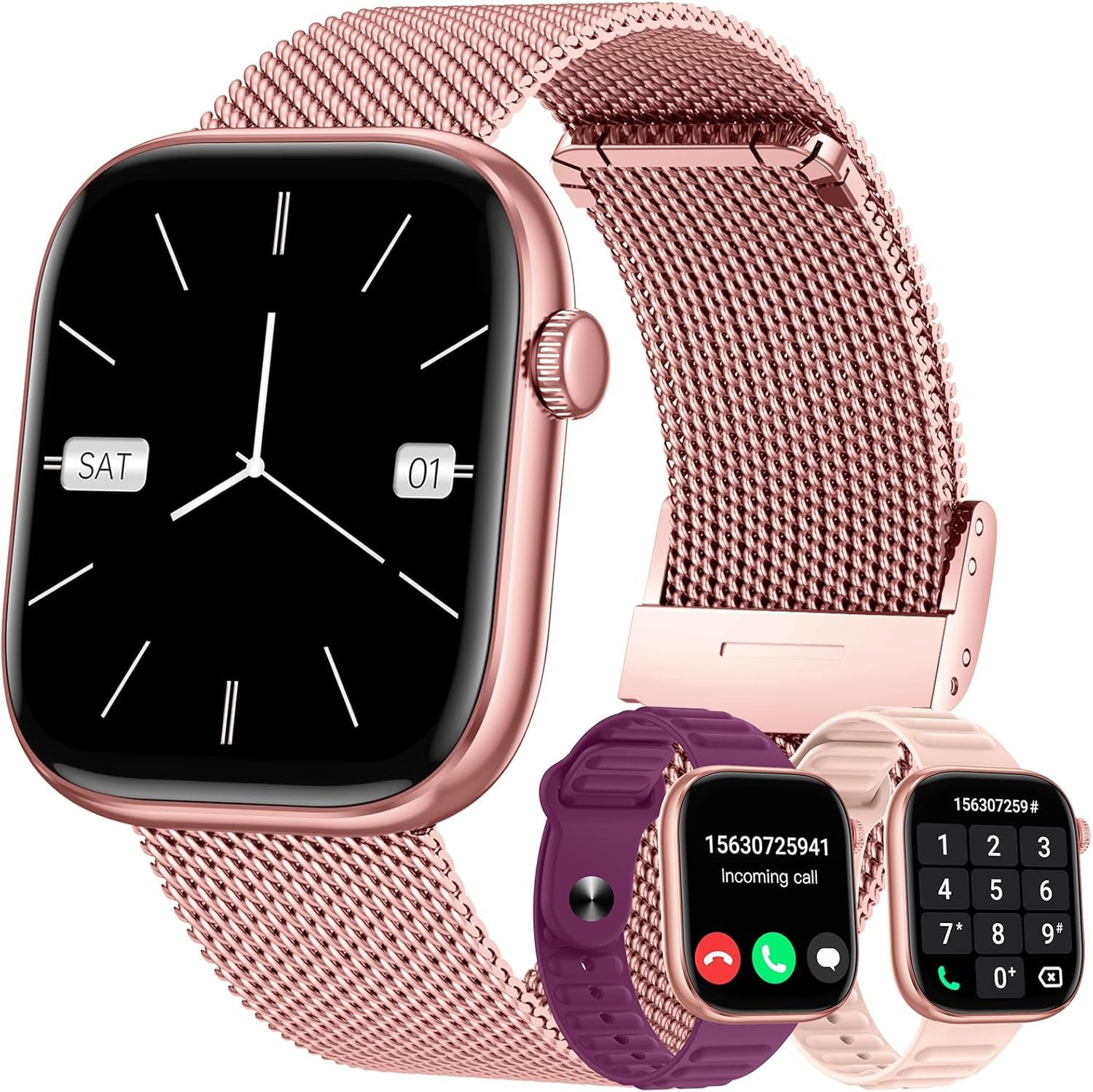 idomars Damen"s Bluetooth GPS; Telefonfunktion mit Gesundheitsmonitor Smartwatch (1,83 Zoll), IP68 Wasserdicht mit SPO2 Schlafanalyse und 23 Sportmodi