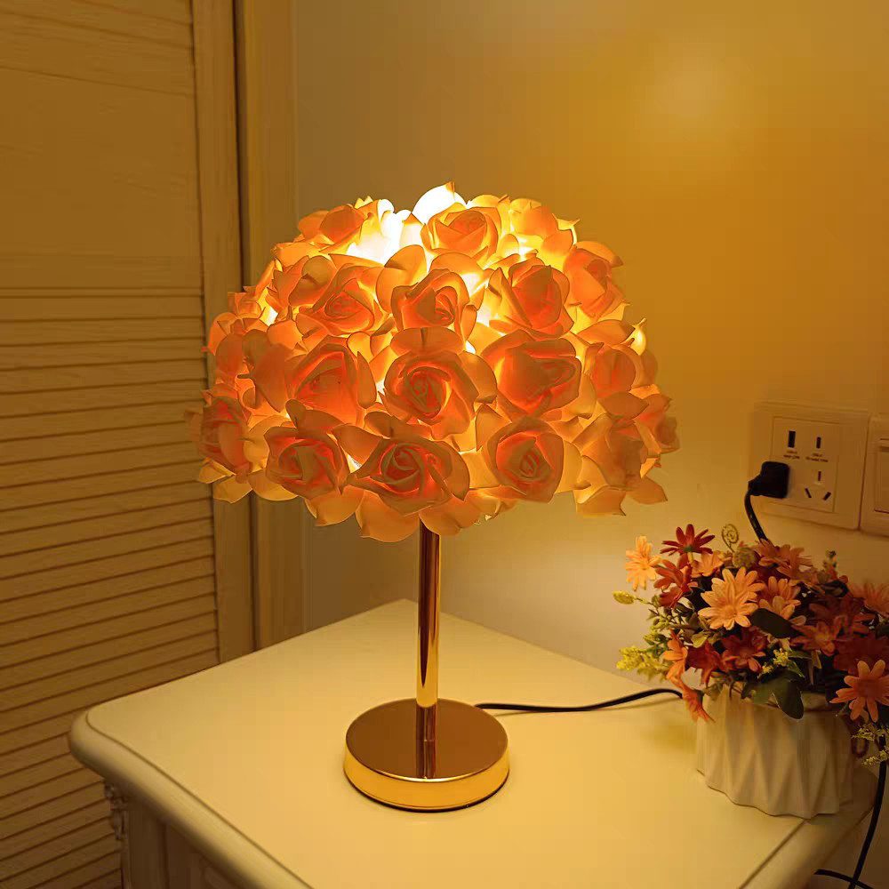 JDONG Nachttischlampe Kreative Blumen Schreibtischlampe,Rosa-Weiß / günstig online kaufen
