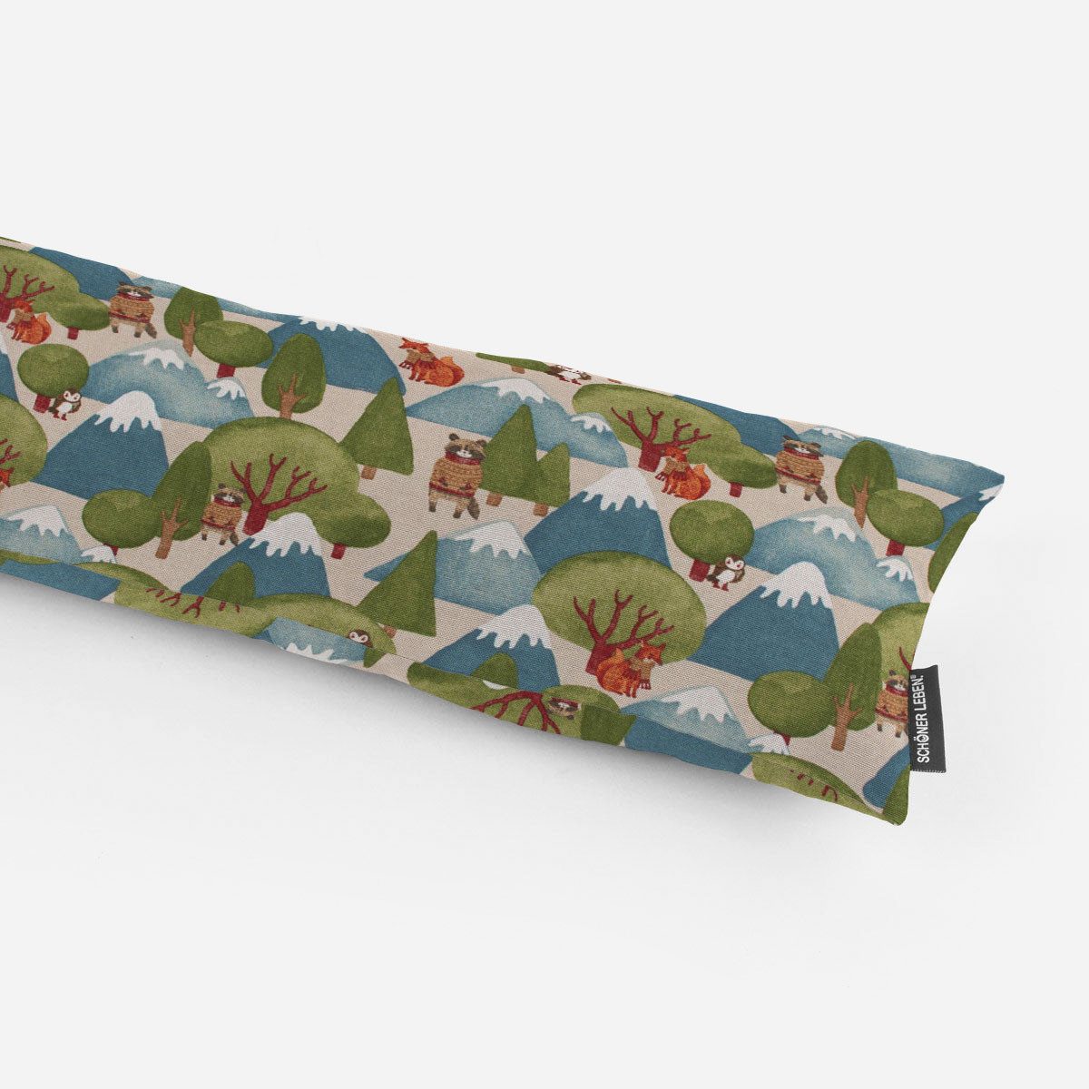 SCHÖNER LEBEN. Zugluftstopper Zugluftstopper Wald Berge Fuchs Eule natur grün, made in Germany,handmade