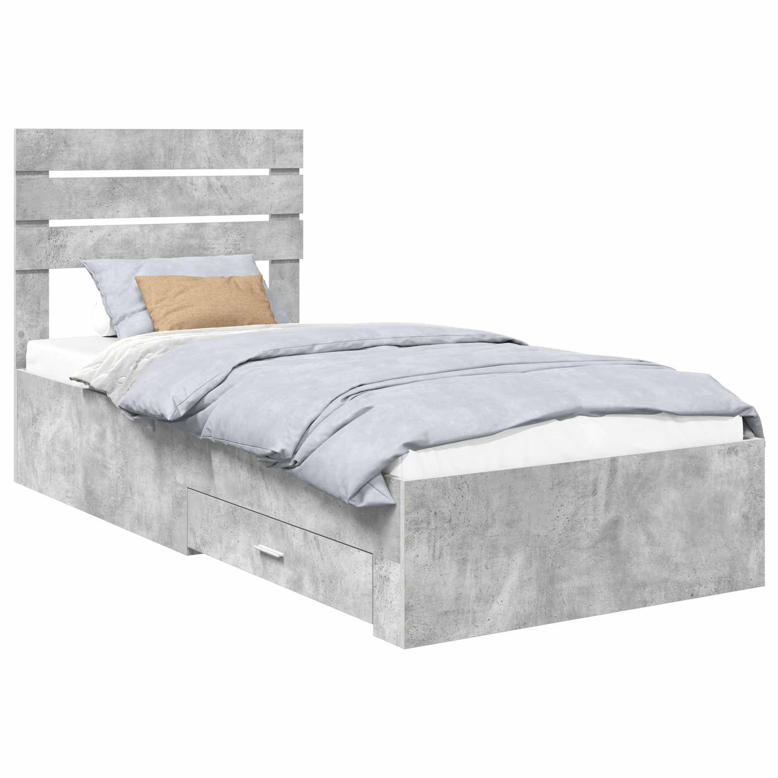 vidaXL Bett Bettrahmen mit Schubladen Betongrau 90 x 200 cm Holzwerkstoff (1-tlg)