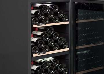 CLIMADIFF Weinkühlschrank CDB56B1, 2 Zonen, 56 Flaschen Wein, Flaschenkühlschrank Kühlschrank, für 56 Standardflaschen á 0,75l,Design Weinkühler, Getränkekühlschrank 85x50x54cm Weinschrank Wein