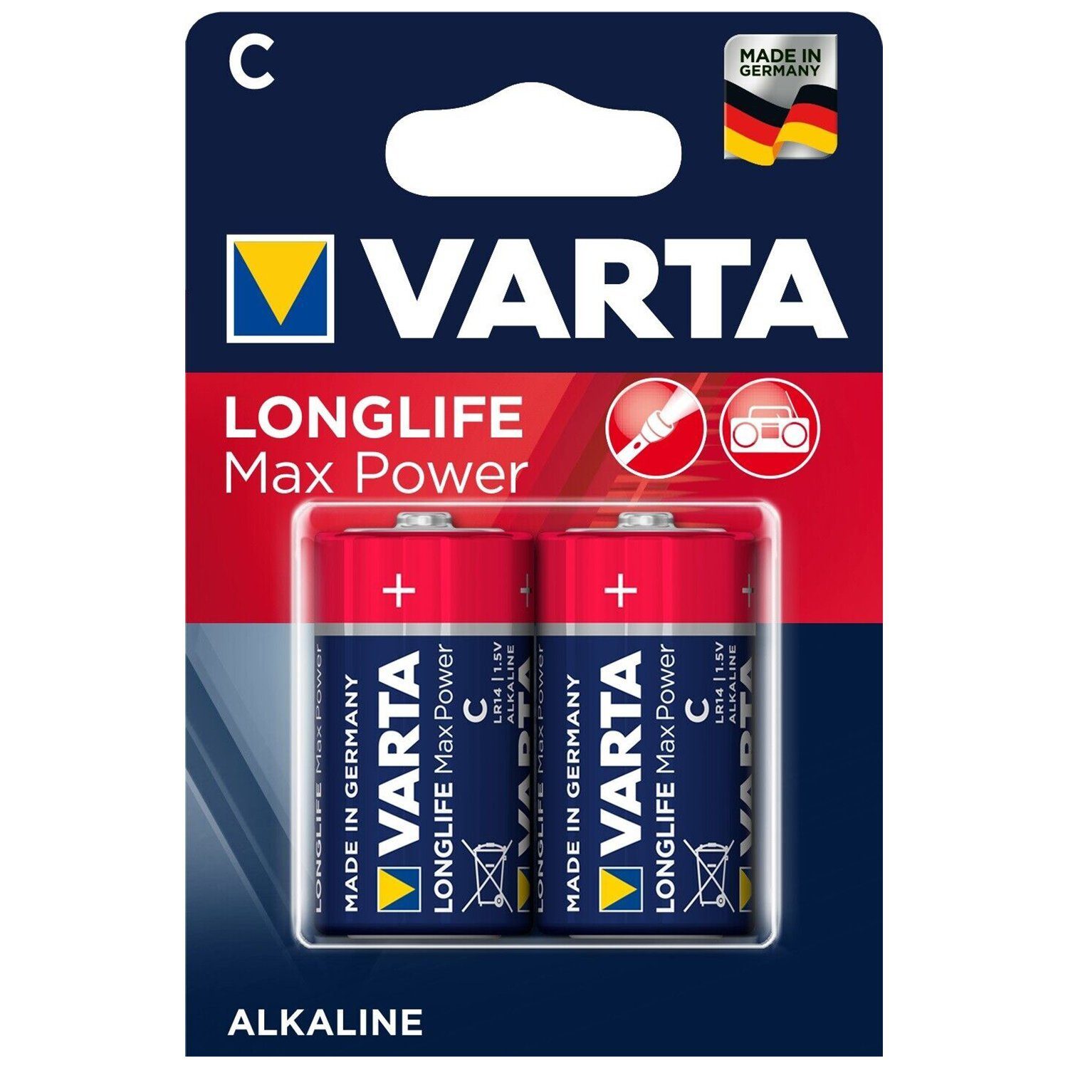 Macro 2er Einwegbatterie VARTA C Power 4714 Longlife Blister Batterie Max VARTA
