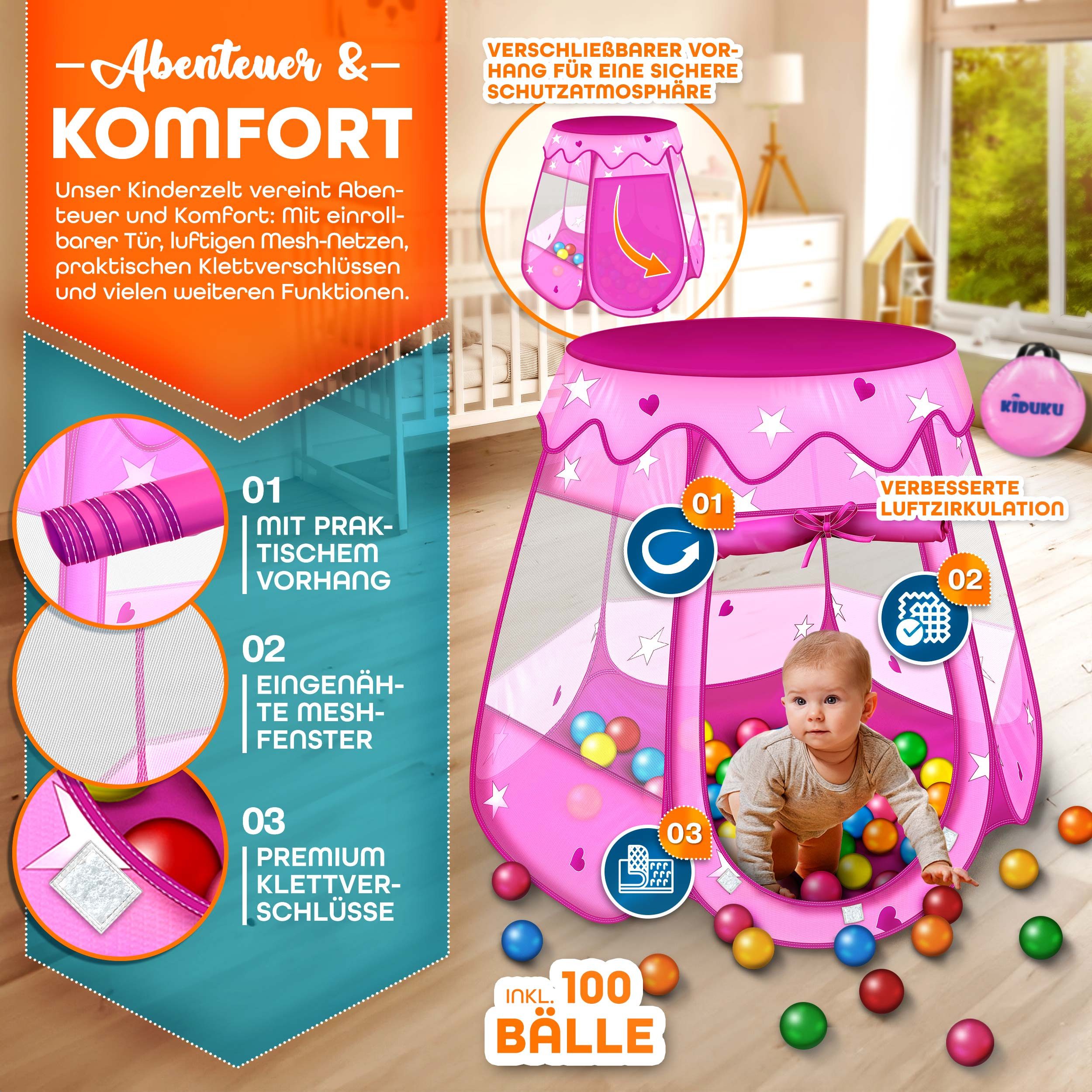 KIDUKU Bällebad KIDUKU® Kinderzelt Bällebad Babyzelt Spielhaus Spielzelt + günstig online kaufen