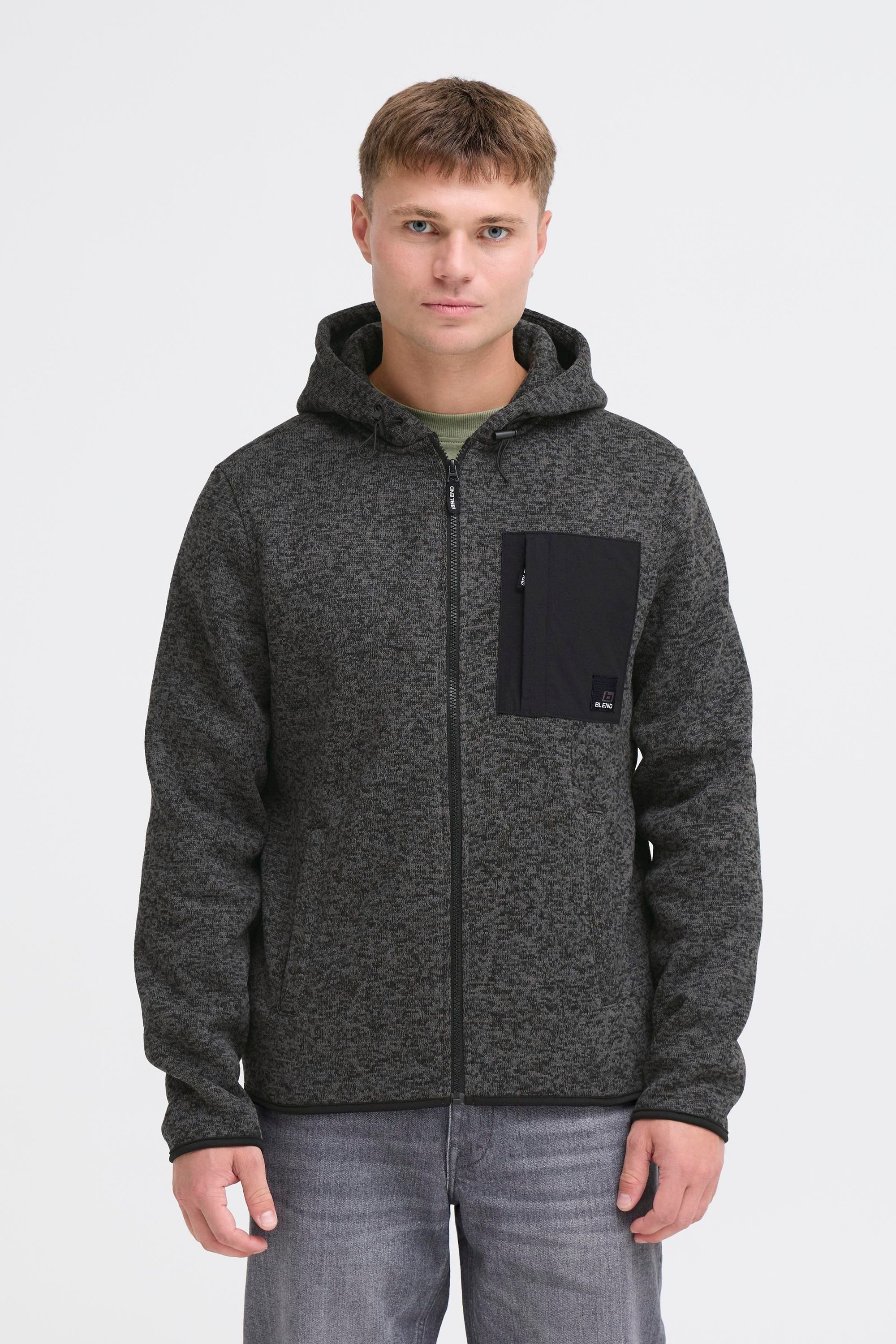 Blend Cardigan BHMelfex Gemütliche Fleecejacke mit Taschen und Kapuze