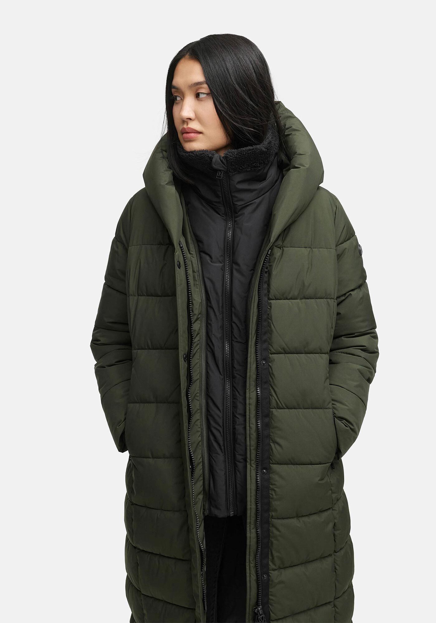 Marikoo Winterjacke Pakoraa extra langer Winter Mantel mit abnehmbaren Innenteil
