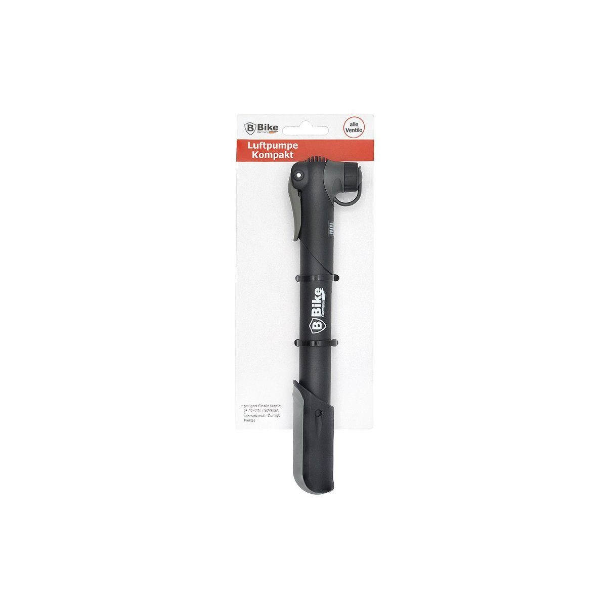 B-Bike Fahrradpumpe 36340 (1-tlg), Kompakte Mini Luftpumpe für unterwegs