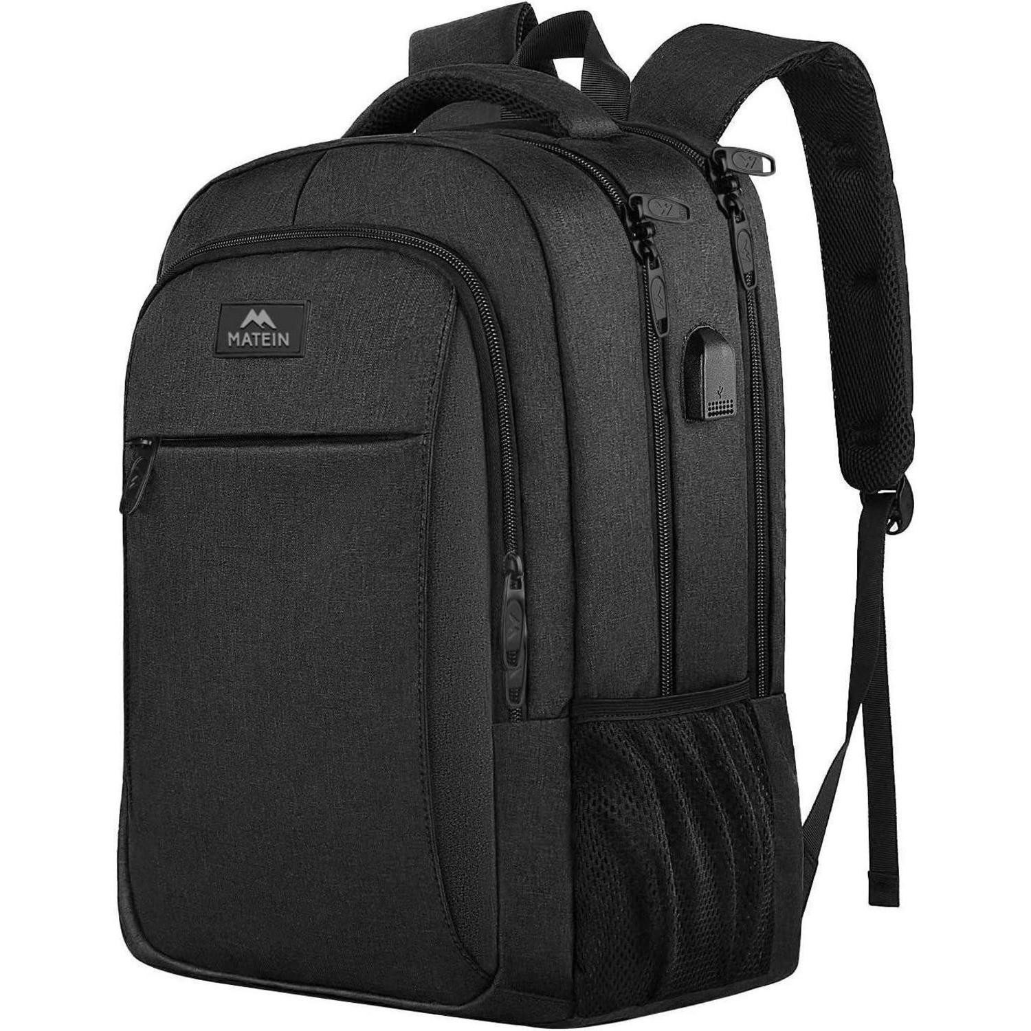 LuxusKollektion Laptoprucksack Business Laptop Rucksack 15,6 Zoll USB Ladeanschluss Schwarz