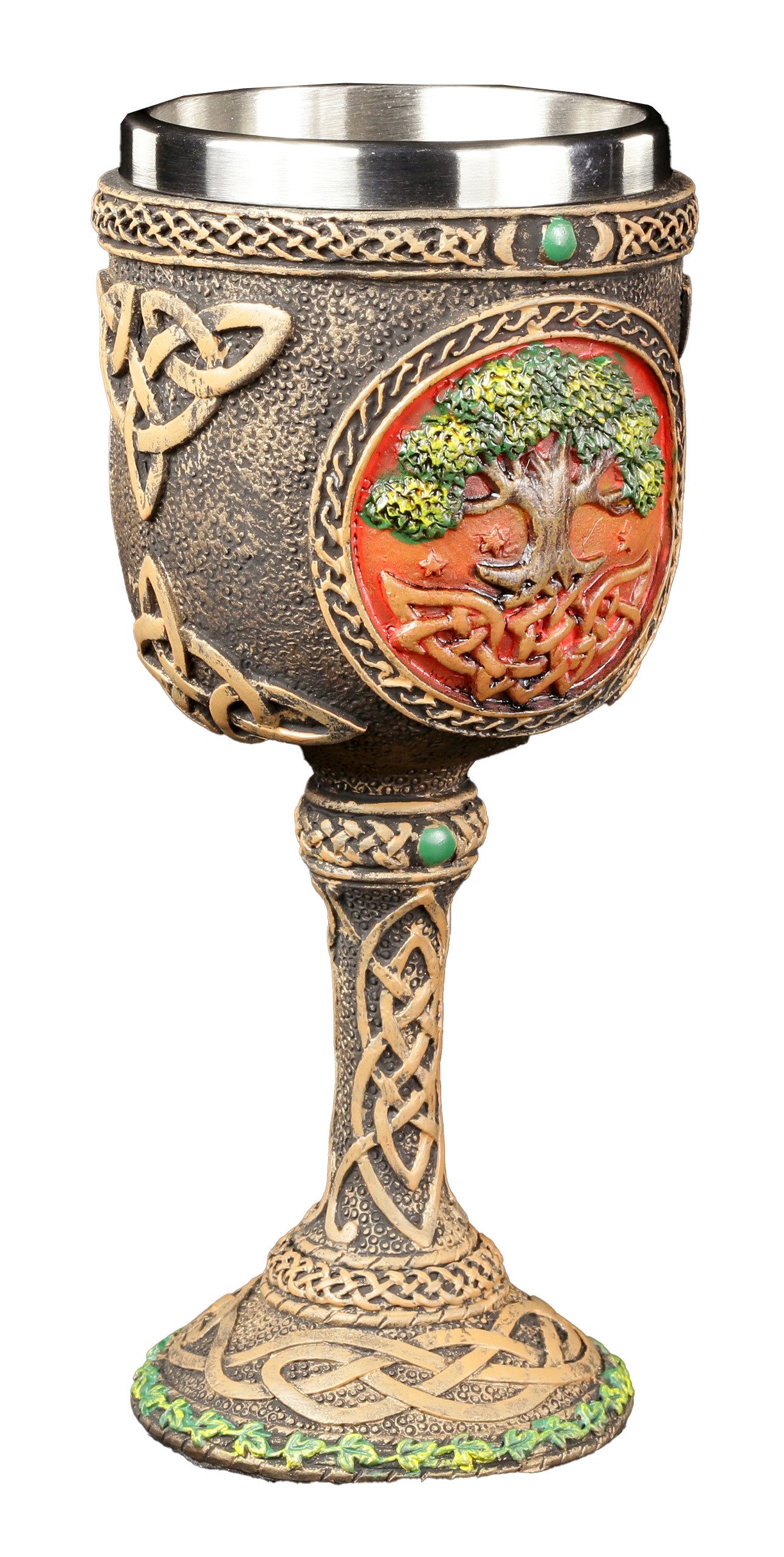 Figuren Shop GmbH Кружки Wicca Kelch - Tree of Life - Lebensbaum Fantasy Dekoration, Kunststein (Polyresin), Edelstahl