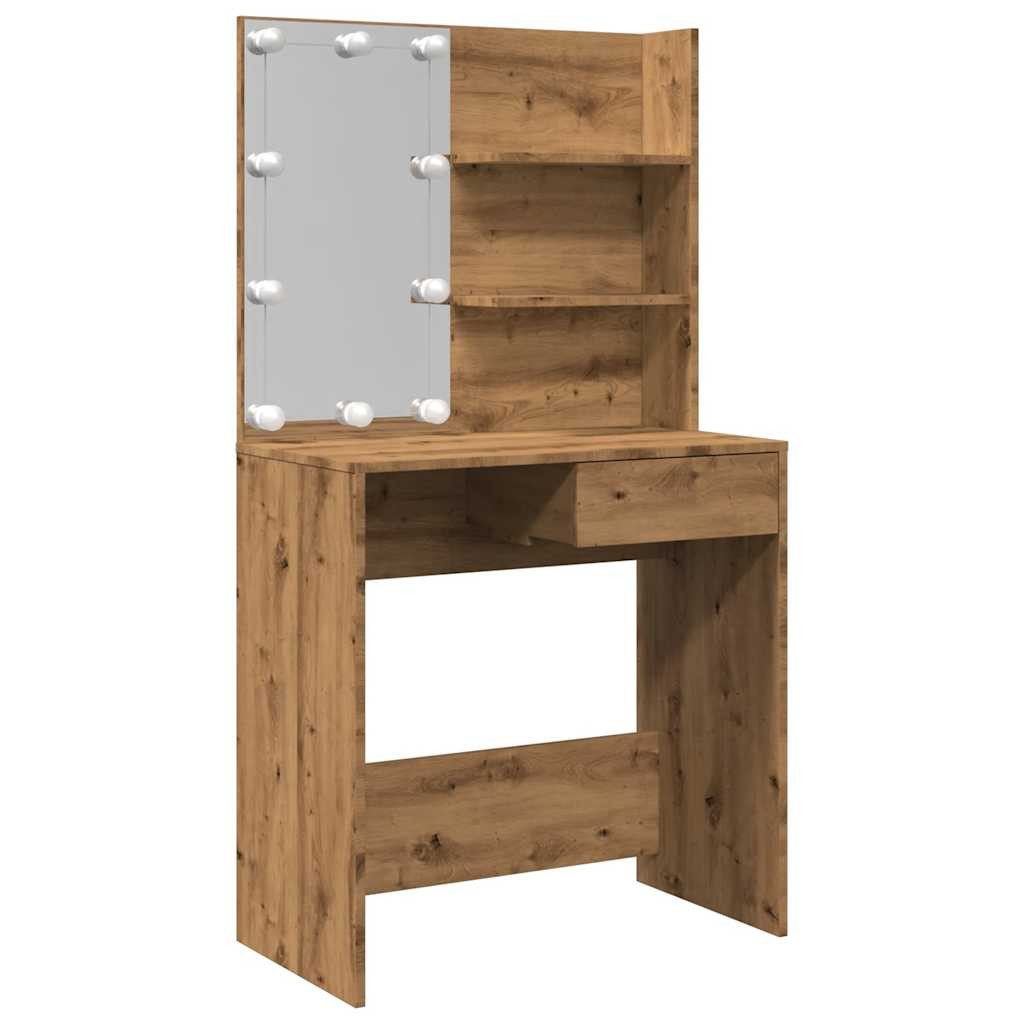 vidaXL Schminktisch NA Schminktisch Frisiertisch Kosmetiktisch Beauty Regal Spiegel mit LE