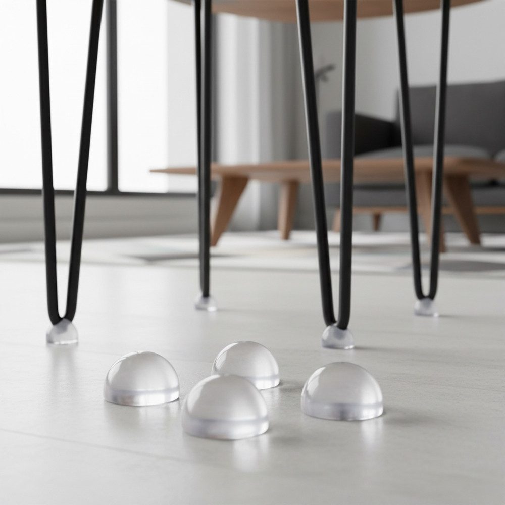 Mucola Tischbein Tischbeinschoner Bodenschutz 4er Set Hairpin 12mm Schwarz Transparent, Rutschfest