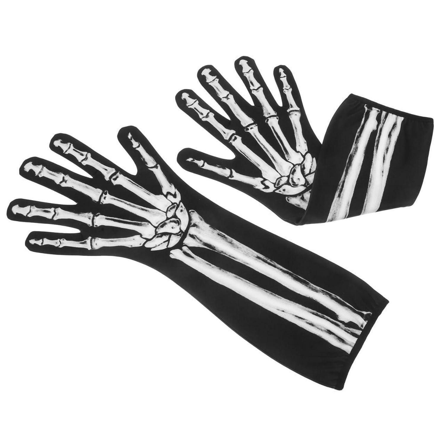 LuxusKollektion Kostüm Handschuhe Skelett lang Halloween