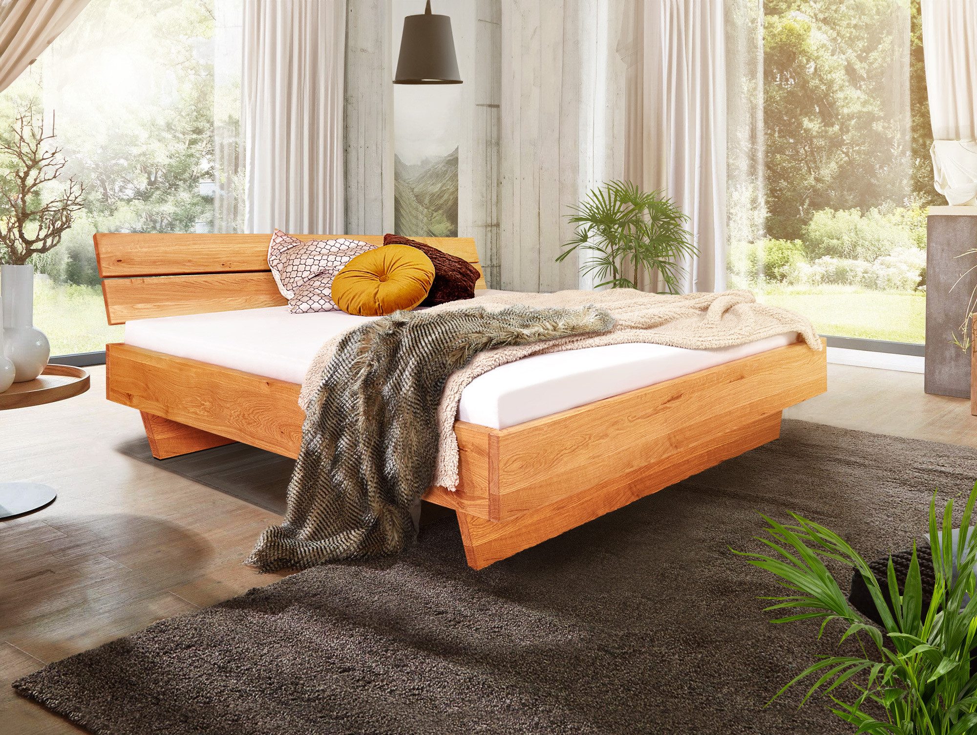 Moebel-Eins Massivholzbett, DAKONA Wangenbett mit Kopfteil, Material Massivholz