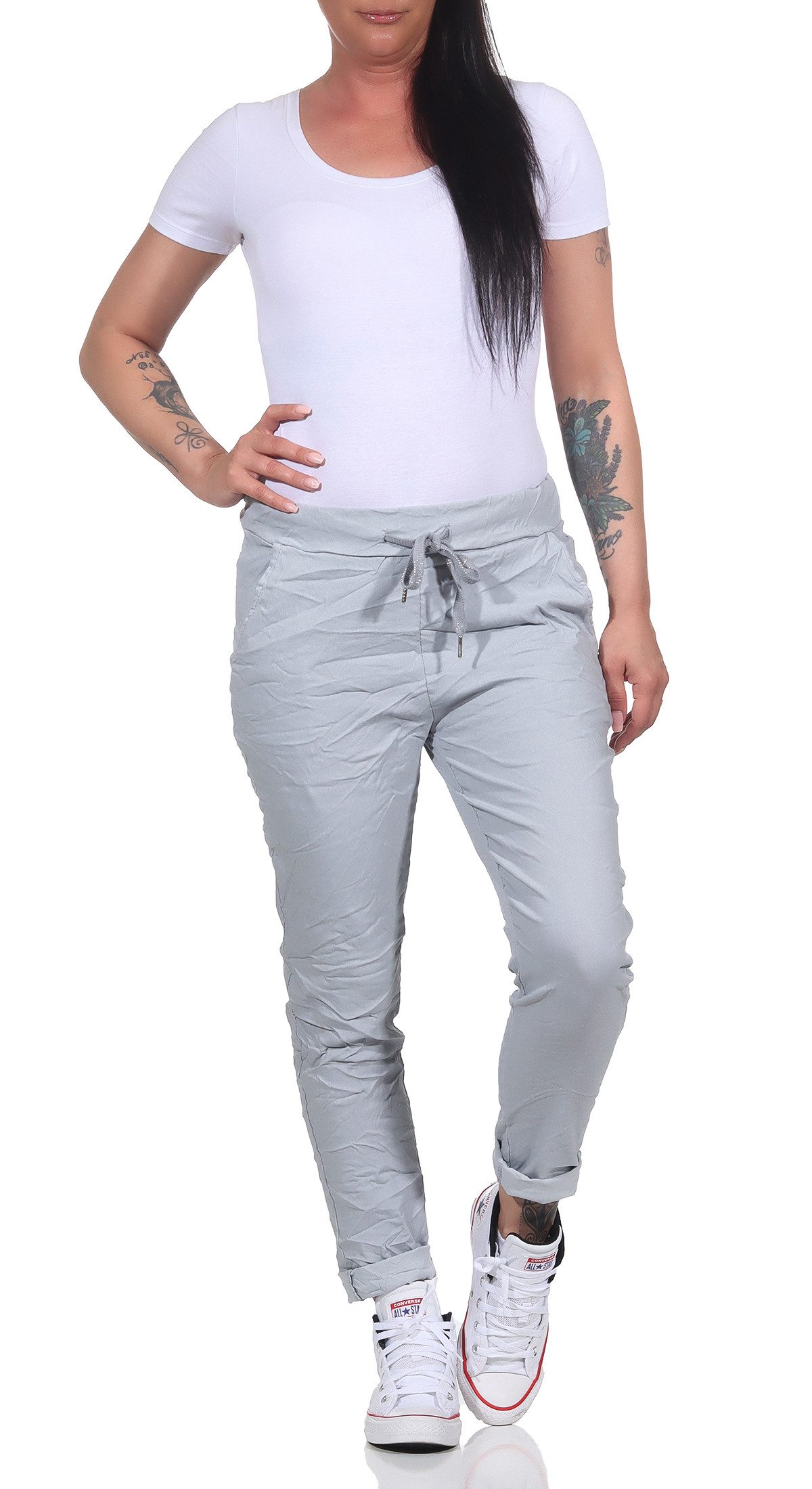CLEO STYLE Jogginghose Damen Jogginghose 8115 42-46 Hellgrau