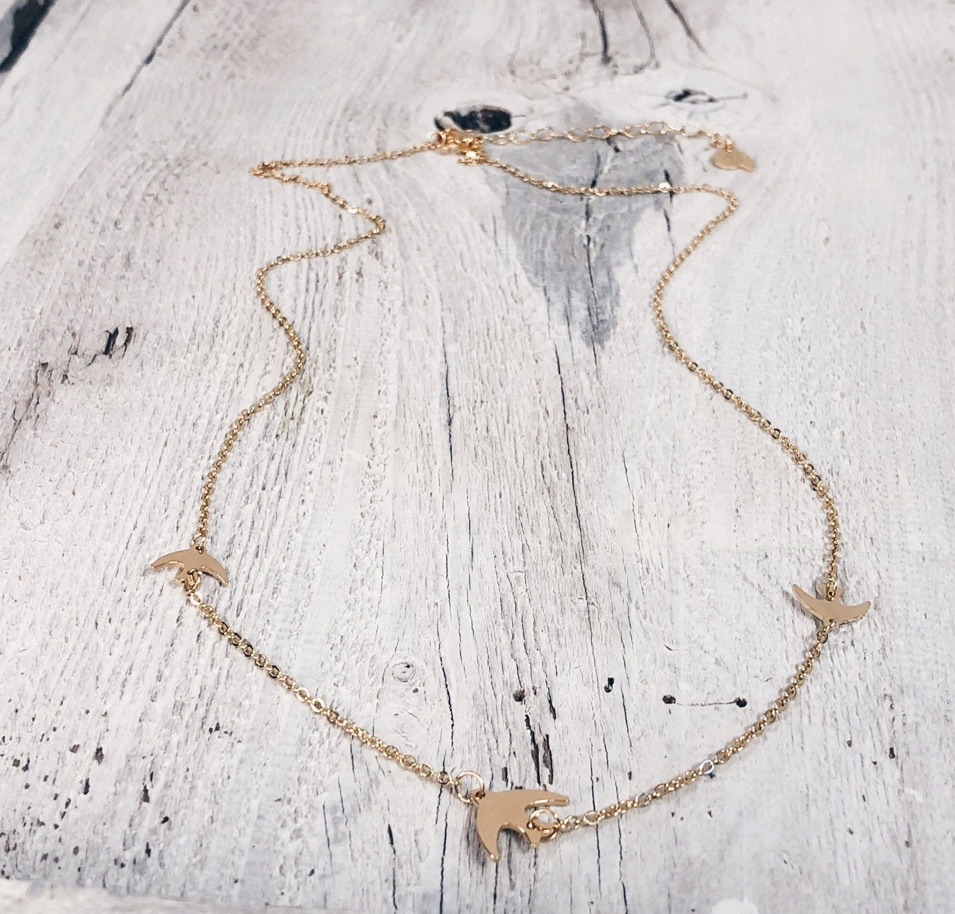 Hey Happiness Charm-Kette Fliegende Vögel, Kette Edelstahl 18K Roségold vergoldet, Damen Halskette Vogel Schwalbe, wasserfest – Bild 5 von 5