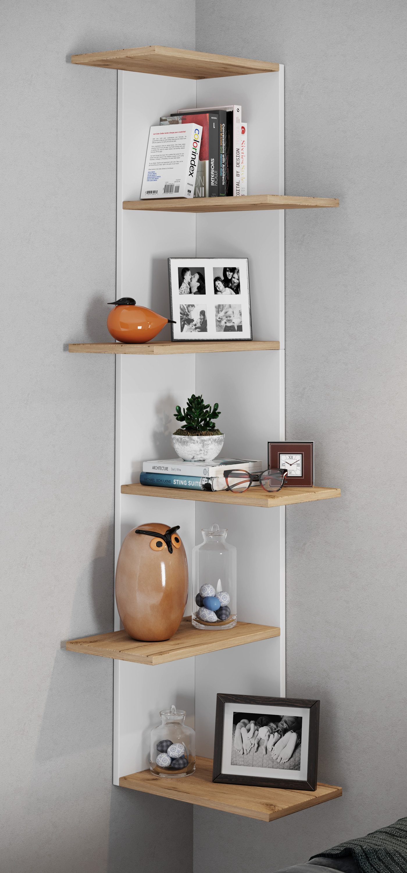 VCM Wandregal Holz Wandregal Hängeregal Eckregal Regal Balos XL