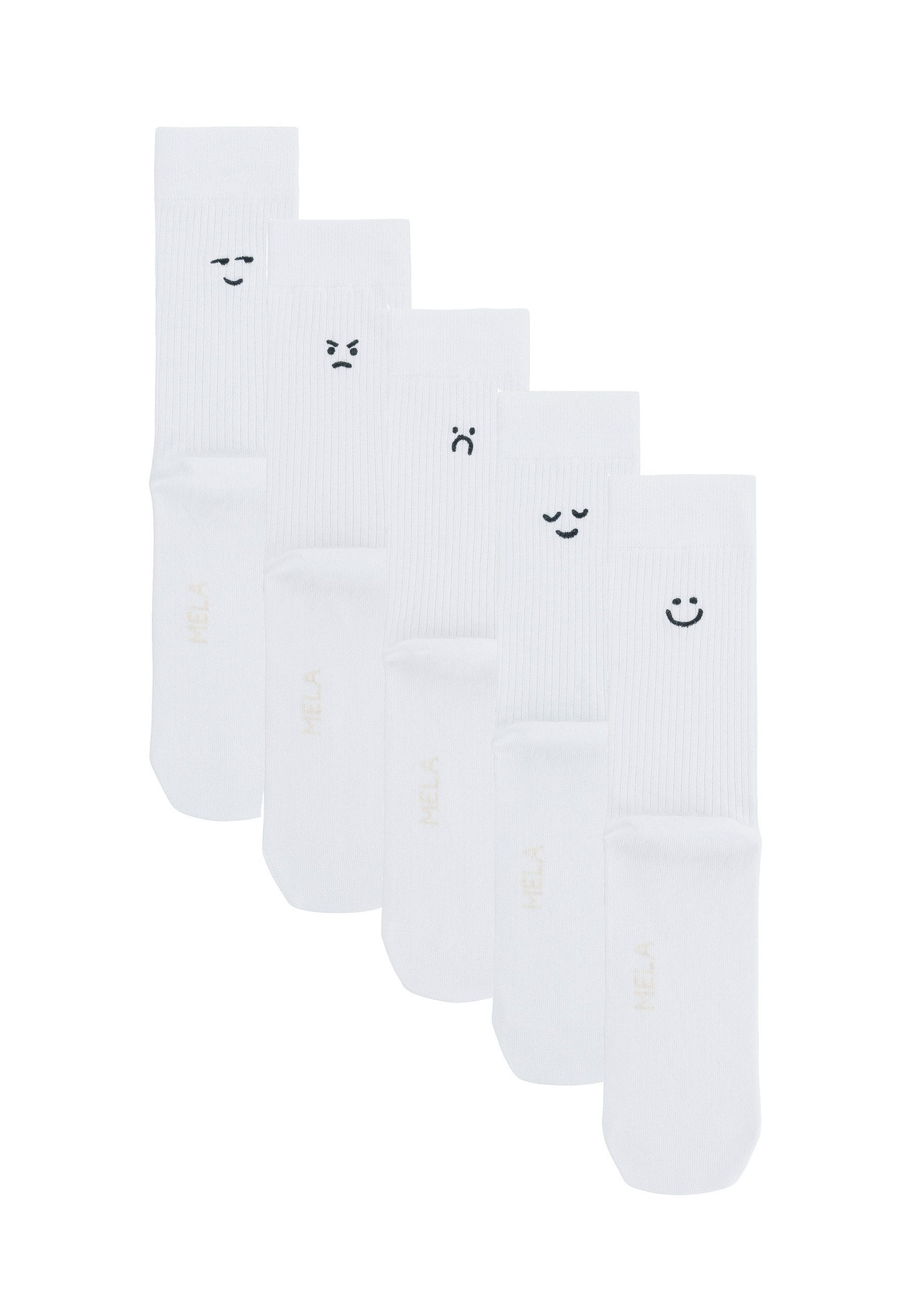 MELA Socken Gerippte Socken Stickerei 5 Paare Frei von Polyester und Polyamid