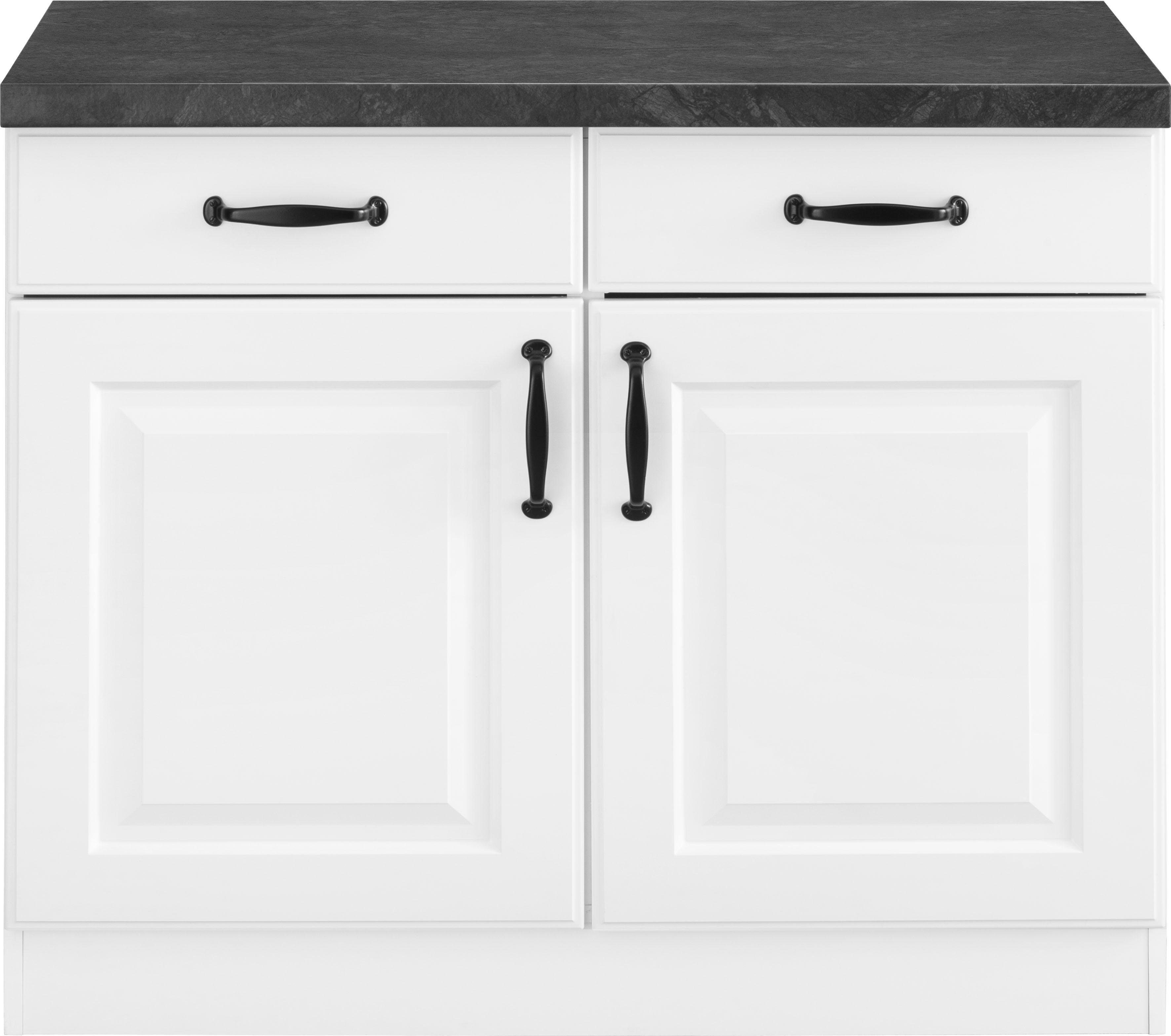 weiß/granit Erla schwarz Unterschrank wiho | weiß Küchen breit 100 mit cm Kassettenfront
