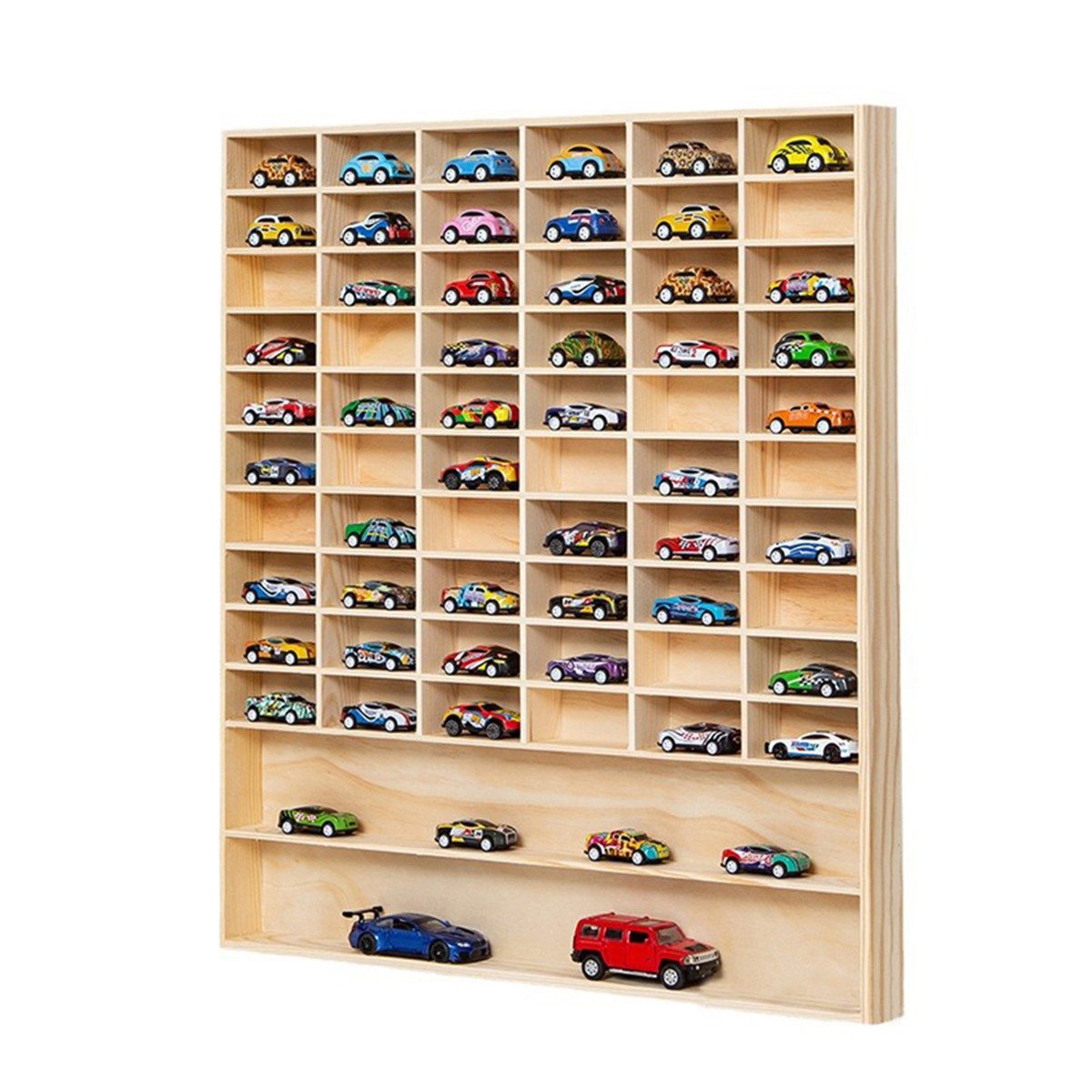 CHZIMADE Wandregal 1:64 Holz - Sammlercase für Automodell, 62 Fächer, Holze günstig online kaufen