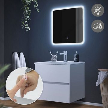 ML-DESIGN Badezimmer-Set Spiegelschrank mit Unterschrank, Weiß 61x46,5x53,5cm aus MDF mit Spiegel