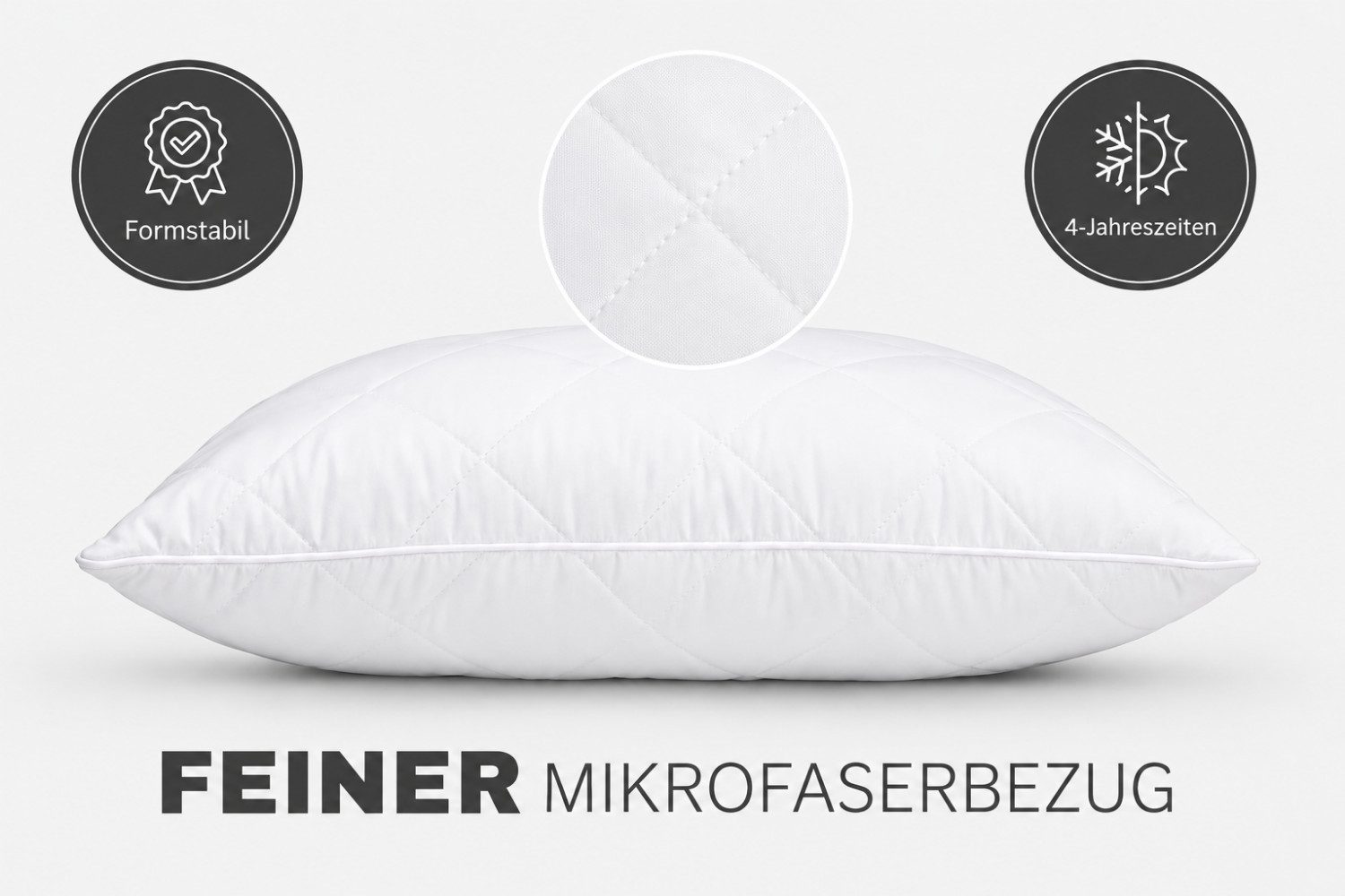 Pointhome Kopfkissen Schlafkissen, Kissen, Microfaserkissen, Seitenschläferkissen, Kapitone-Steppung & formstabile Hohlfaserfüllung, Seitenschläfer, Rückenschlä – Bild 5 von 5